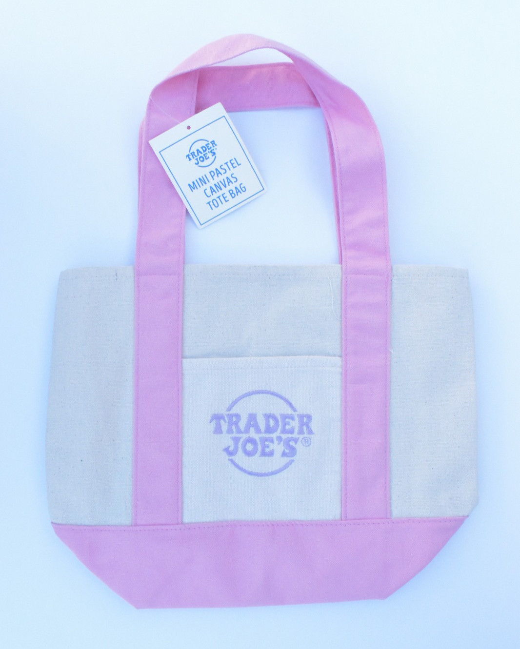Trader Joe’s – Pastel 2026 Canvas Mini Tote Bag – Pink – BRAND NEW with TAGS