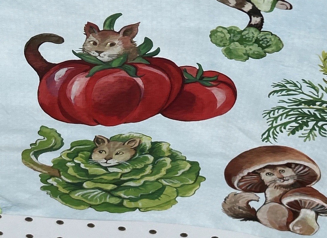 Marshalls Reusable Cat Vegetable Tote Bag Kitty Produce Veggie Grocery Bag NEW