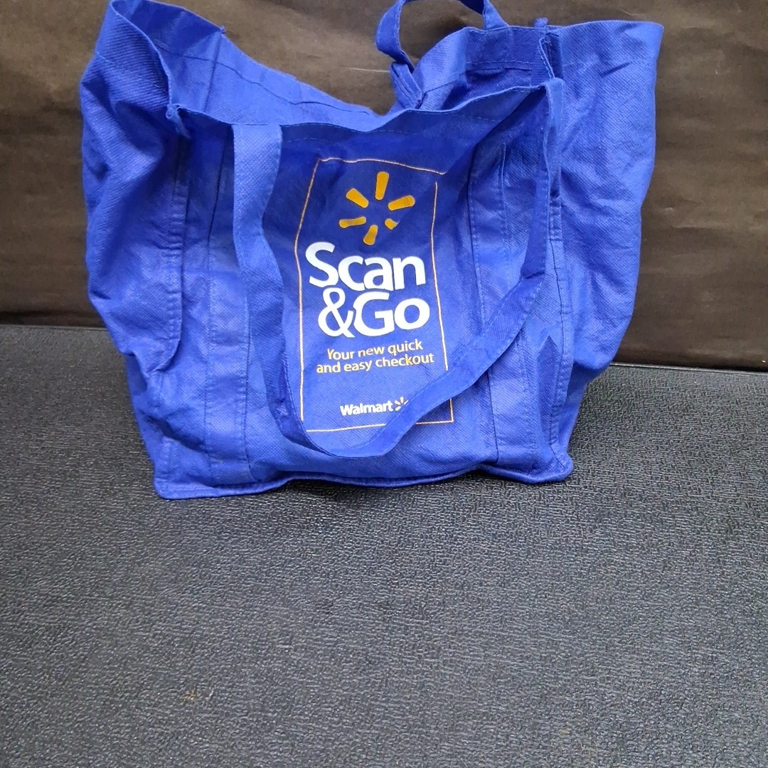 Walmart Reusable Canvas Scan & Go Logo Blue 10″ x 6″ x 10″ Shopping Bag
