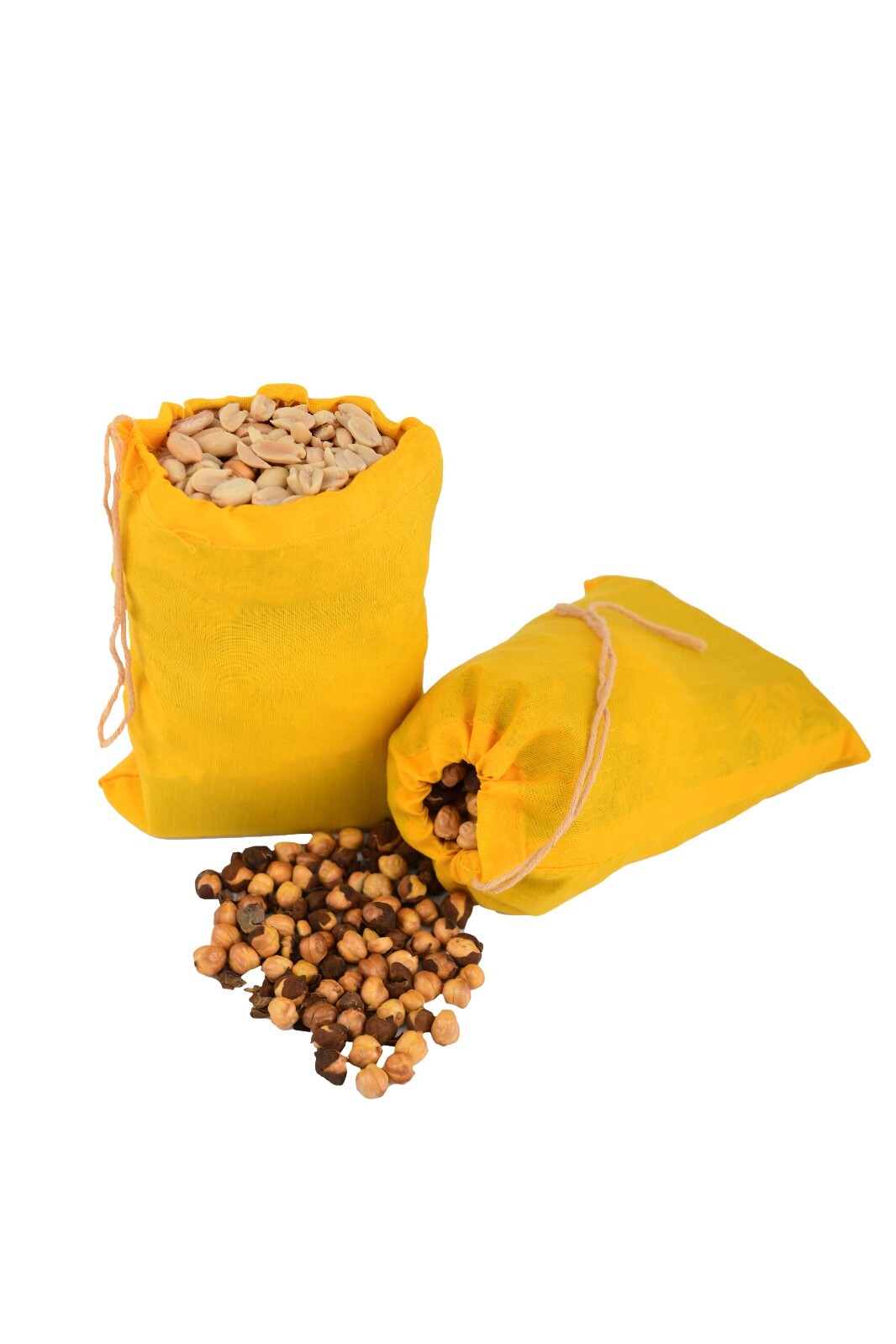 Yellow Cotton Reusable Produce Muslin Bags –Multipurpose Pouch Holiday Bag Sack
