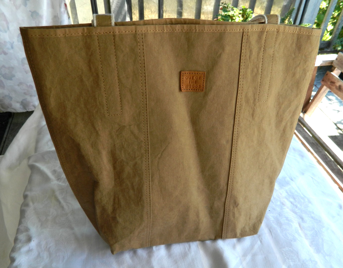 Out of the Woods Iconic Brown Natural Paper Shopper Tote Bag Reusable 15″x17″