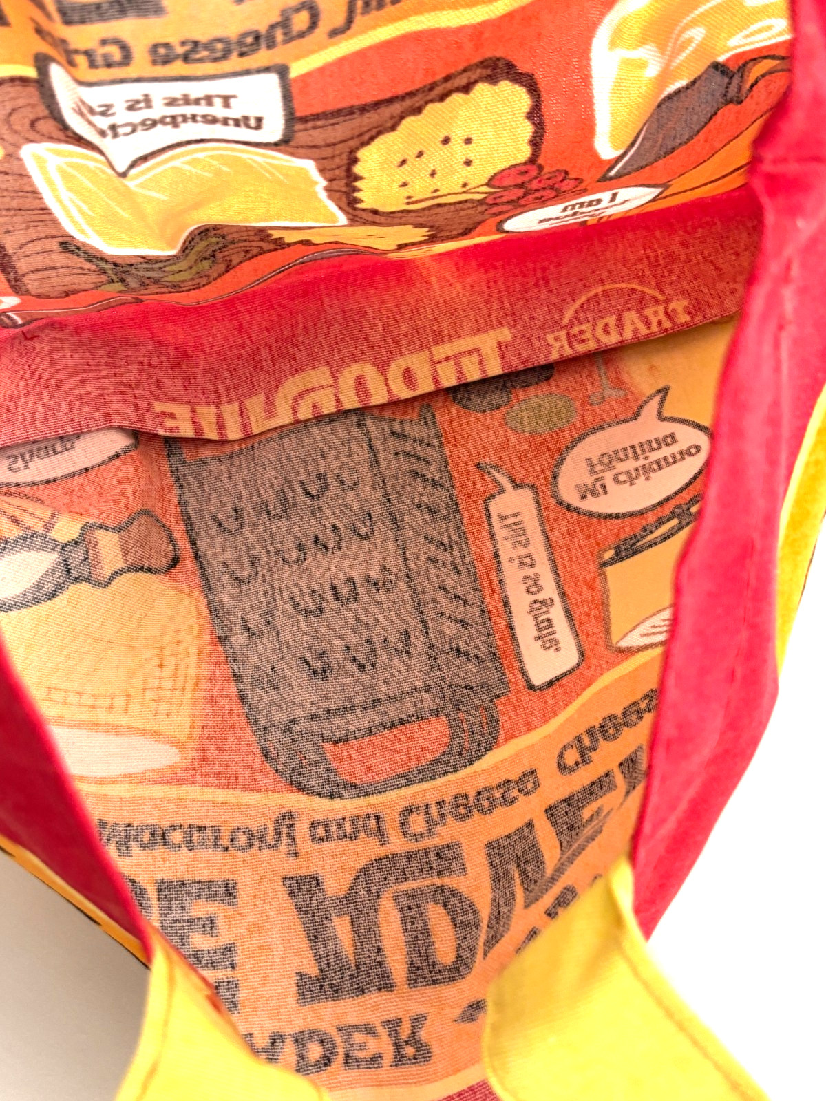 Trader Joe’s Reusable Cotton Tote Bag Cheese Adventures Double Handles 18.5 x 14