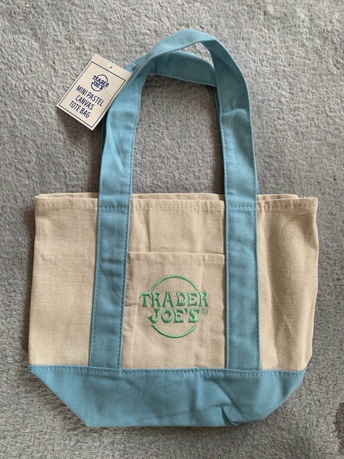 Trader Joe’s Pastel MINI Canvas Tote Bag Light Blue