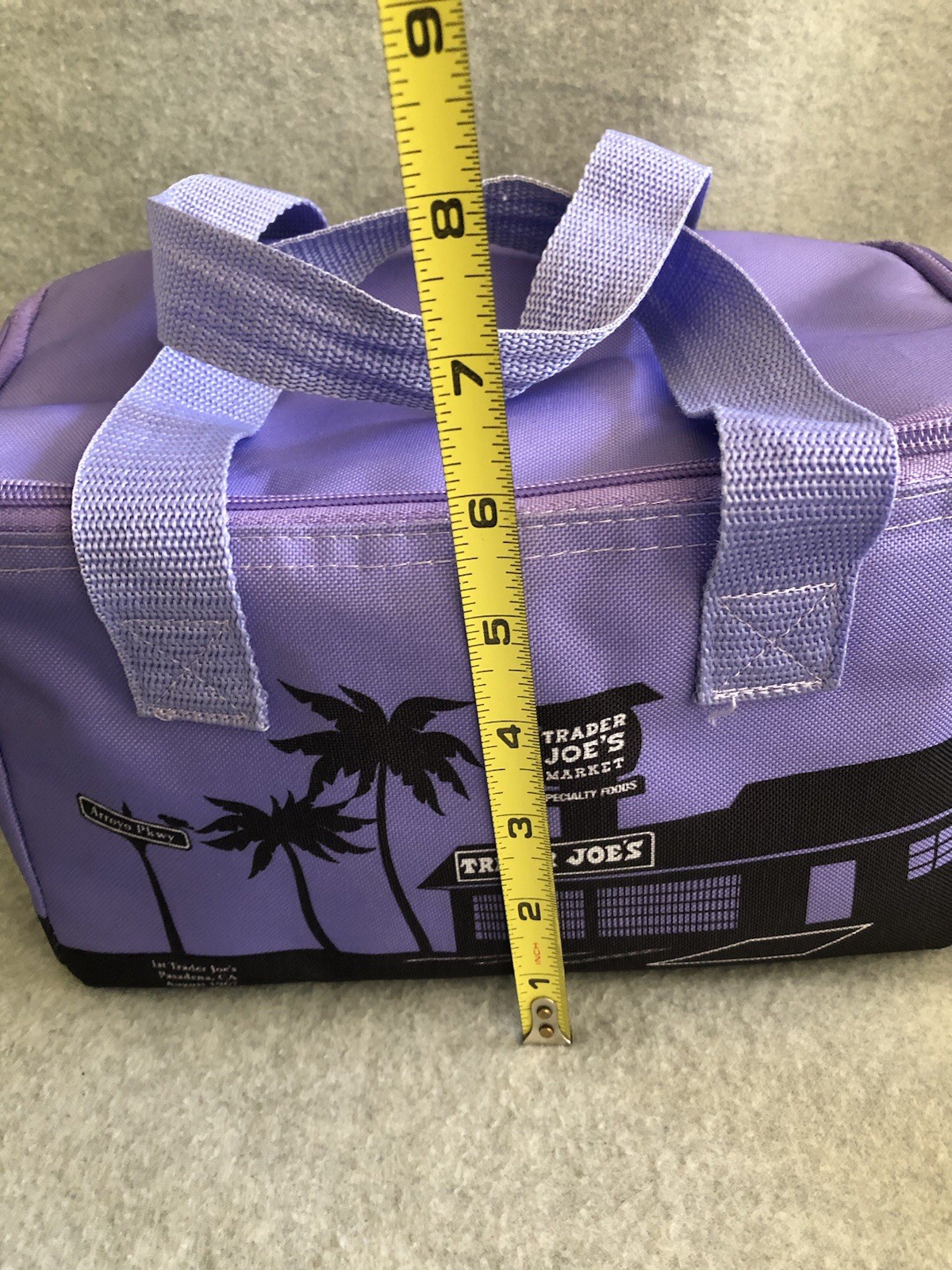 Trader Joe’s Mini Insulated Zipper Lunch Bag Tote Lavender Black
