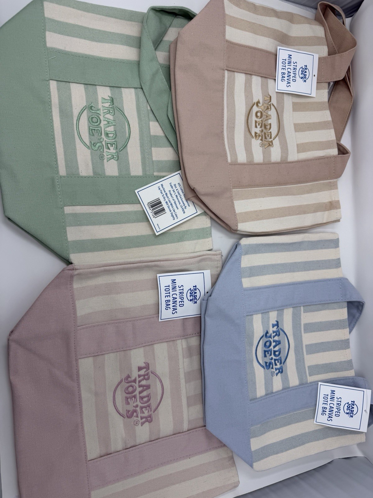 NEW Trader Joe’s Mini Pastel Stripe Tote Bag Set of 4 Summer 2026 SHIPS NEXT DAY