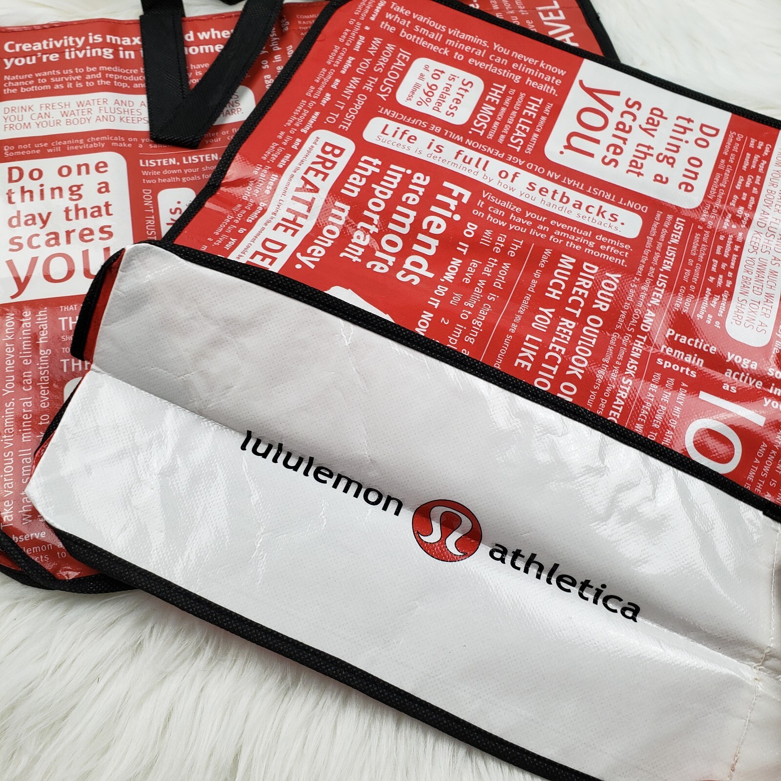 Lot of 7 Lululemon Athletica Shopping Bag Large Red And White 15x14x6
