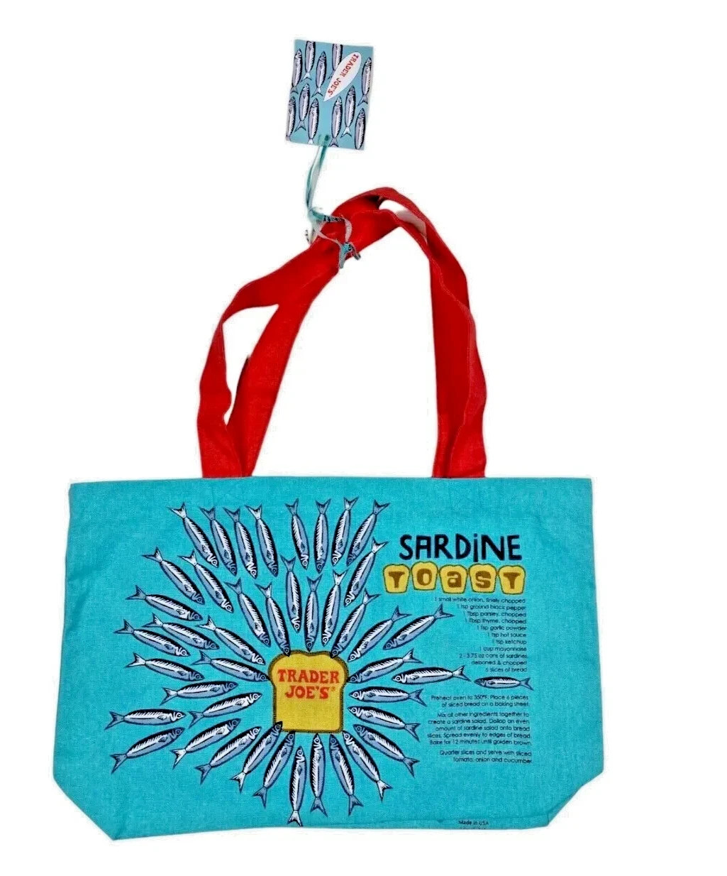 Combo of Trader Joe’s Sardine Tote & 1.5 Mini Insulated Lunch Bag in Pastel Blue