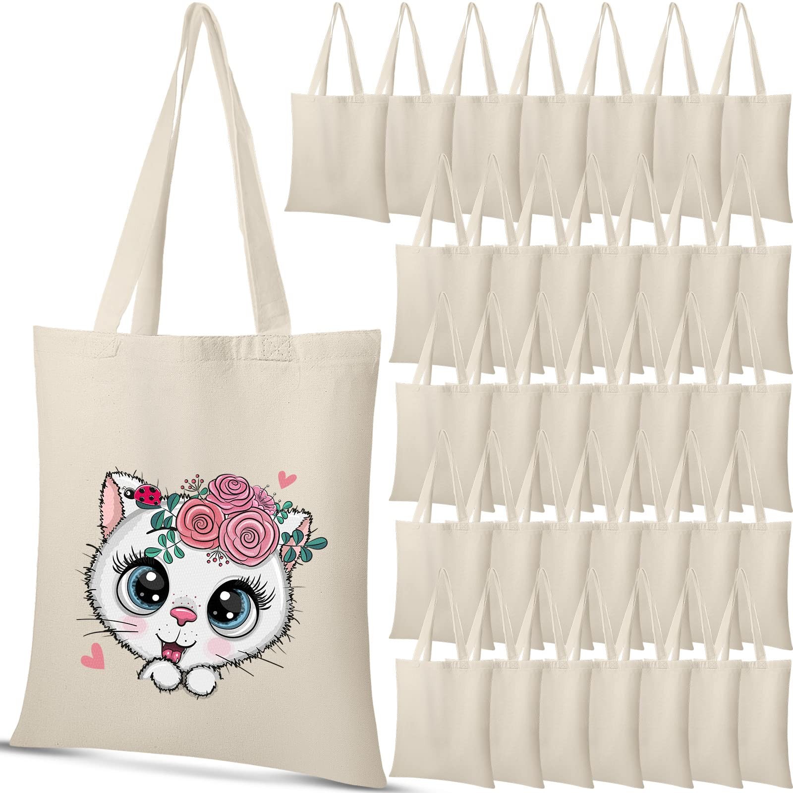 Reginary 36 Pack Canvas Tote Bags Blank Plain Canvas Bag Lightweight Reusable…