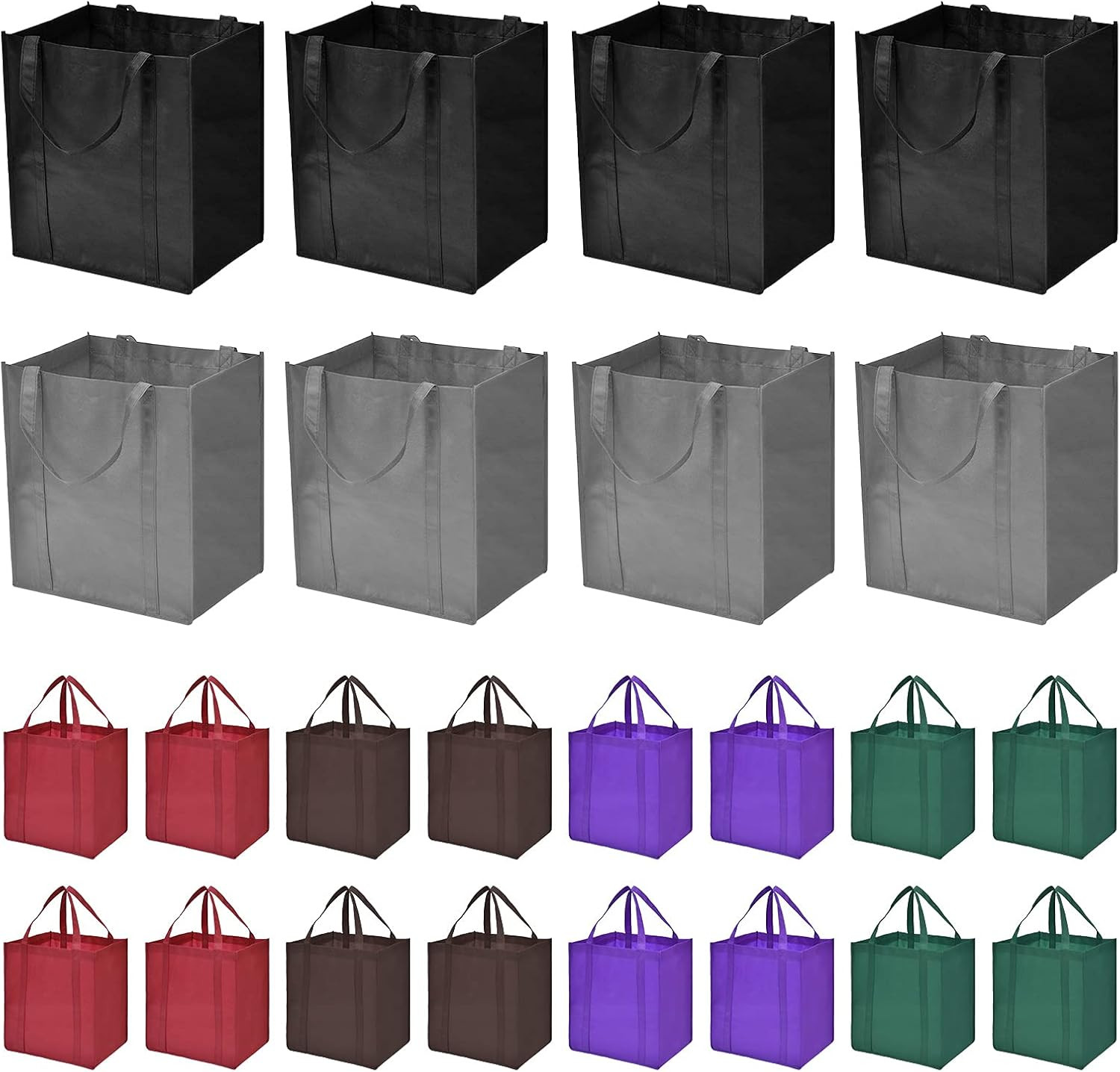 JERIA 24-Pack Reusable Grocery Bags，Large Washable Foldable Shopping Bags，Heavy