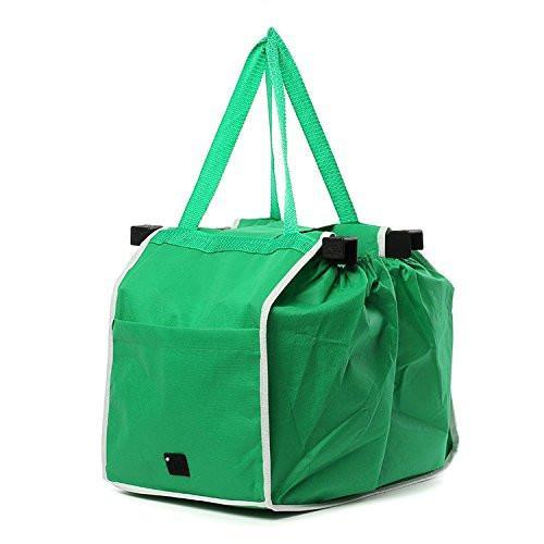 Reusable Shopping Bags Green Eco Foldable Handle Bag Grocery Cart Trolley 2,4pcs