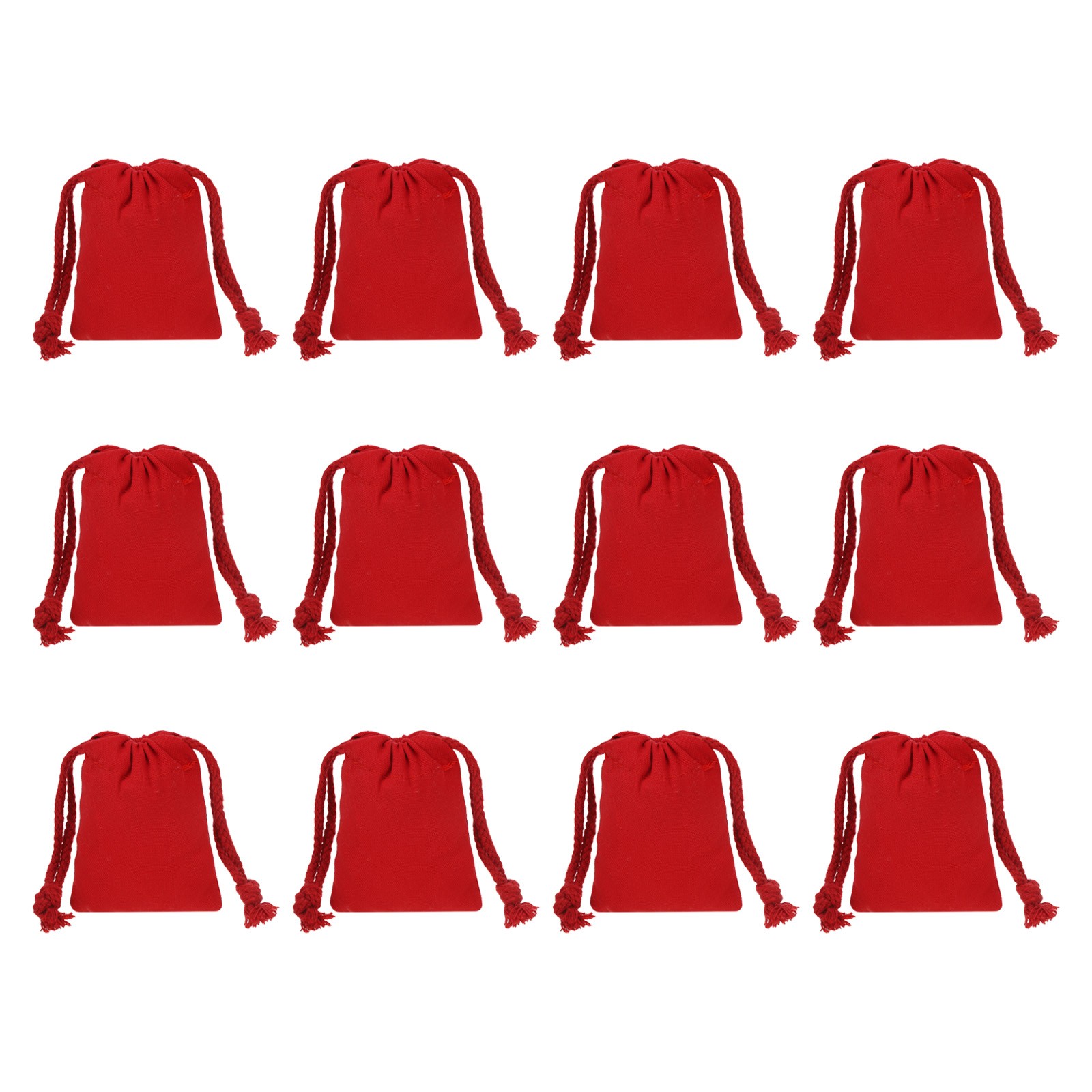 12pcs 100% Cotton Reusable Drawstring Bags, 3×4″ Dust Bags, Red
