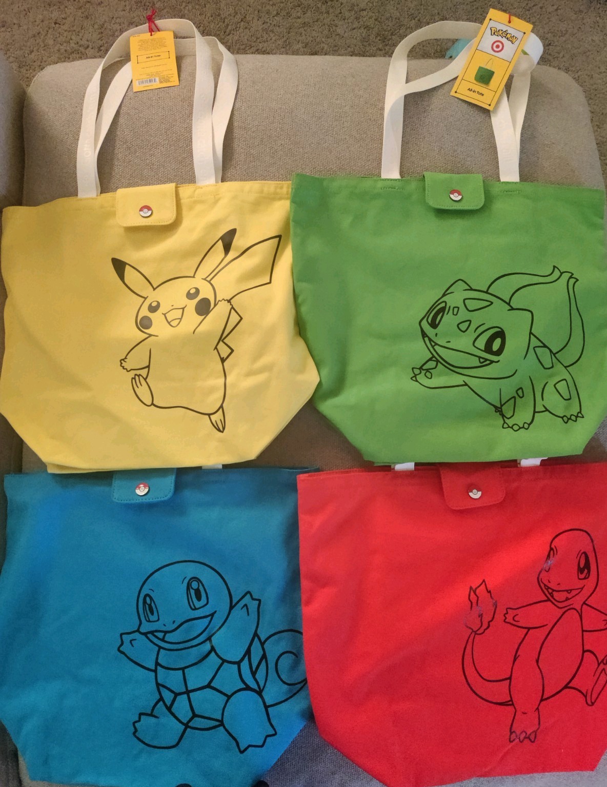 Full Set Of 4 Pokémon Target Exclusive Tote Bag NEW Limited Release