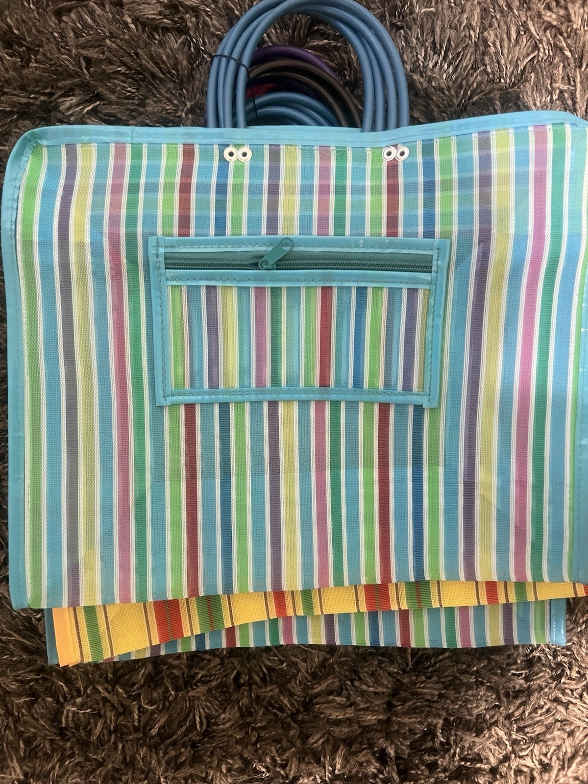 Mexican Market Mercado Multicolor Mesh Reusable Tote Purse Bag NEW