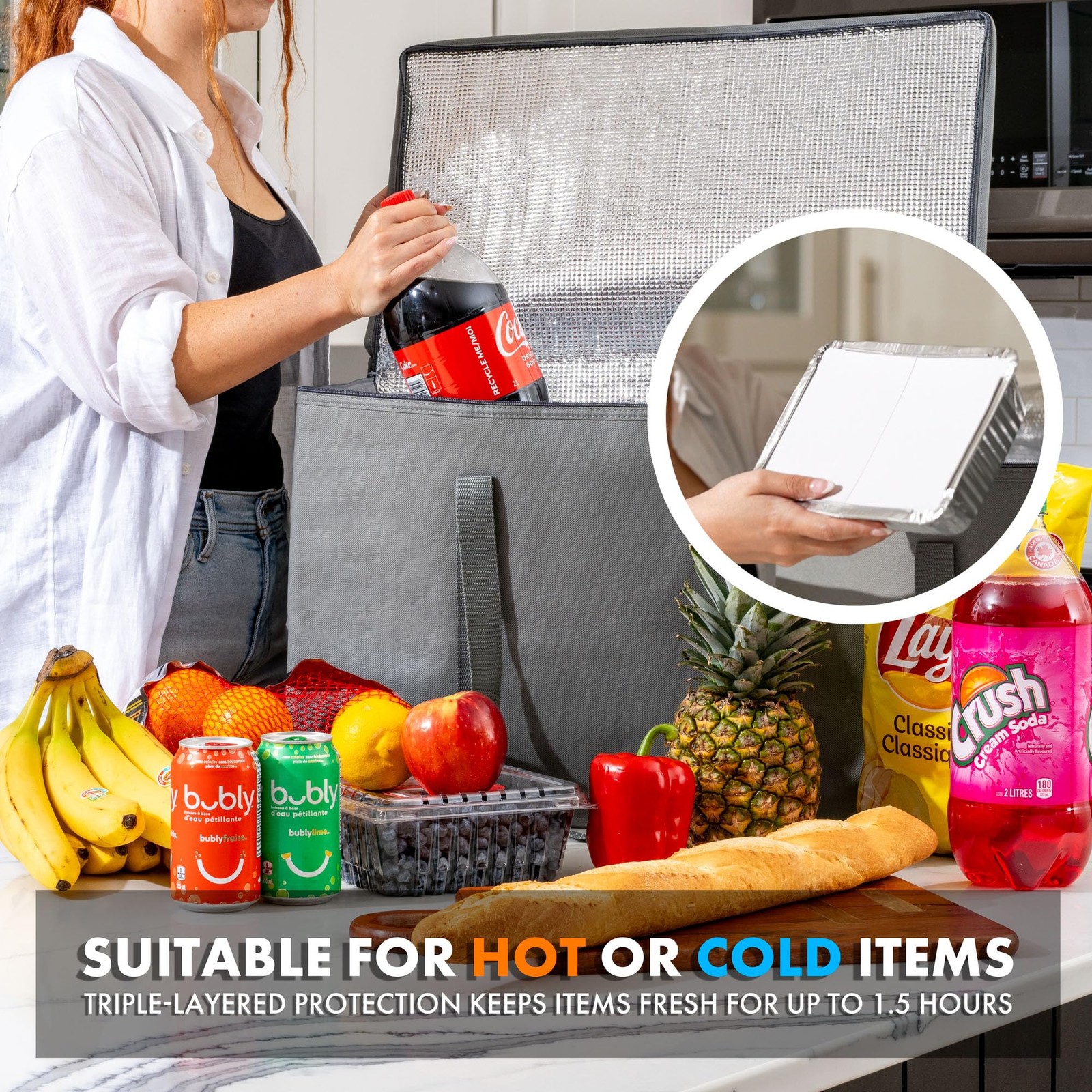 (Not Made In China) Insulated Food Delivery Bags, XXXL Pizza Delivery and Reu…