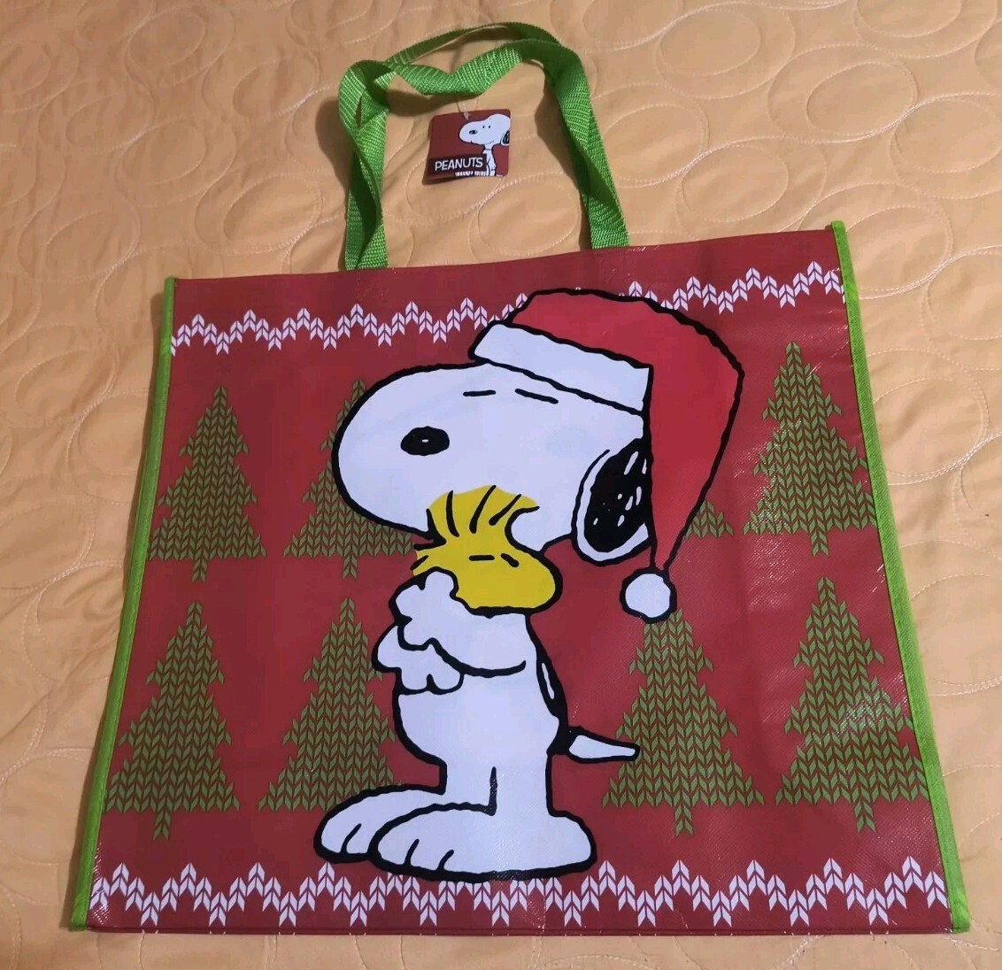 Snoopy & Woodstock Christmas🎄 X-Large Reusable Shopping Gift Bag with Handle 🆕