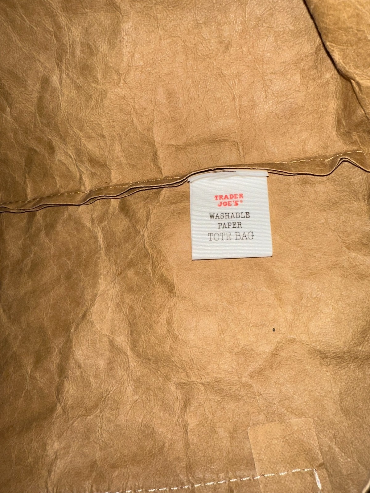 Trader Joe’s Reusable Washable Paper Tote Shopping Bag Large IVORY Strap Retired