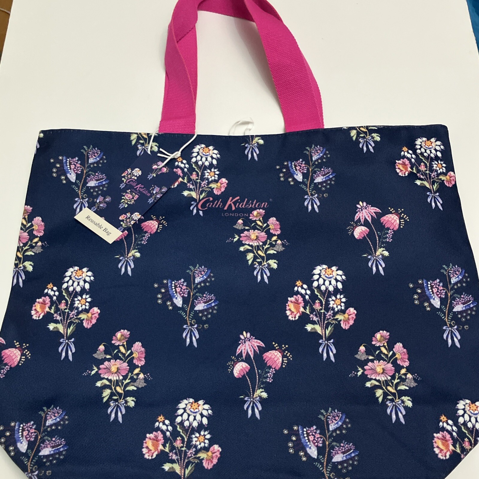 Tesco Cath Kidston Navy Blue Flower Bag Tote Floral Shopper 2025 New