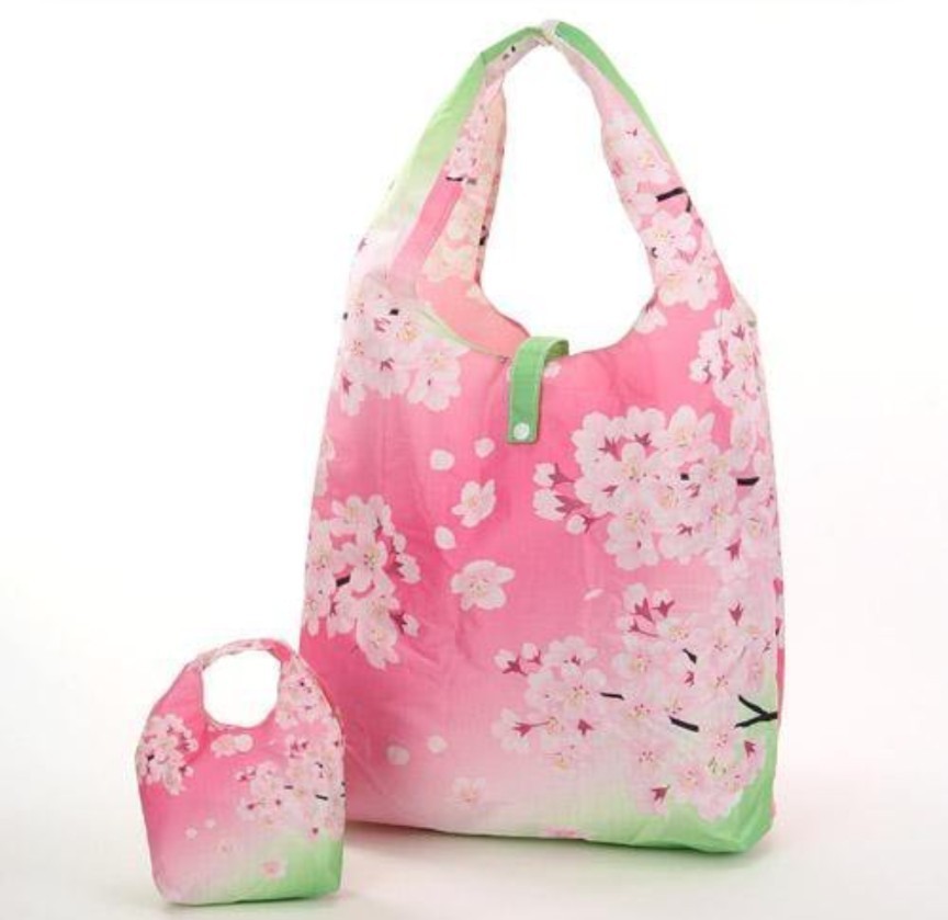 Reusable Folding Eco Shopping Bag Sakura Cherry Blossom with Pouch Japan New