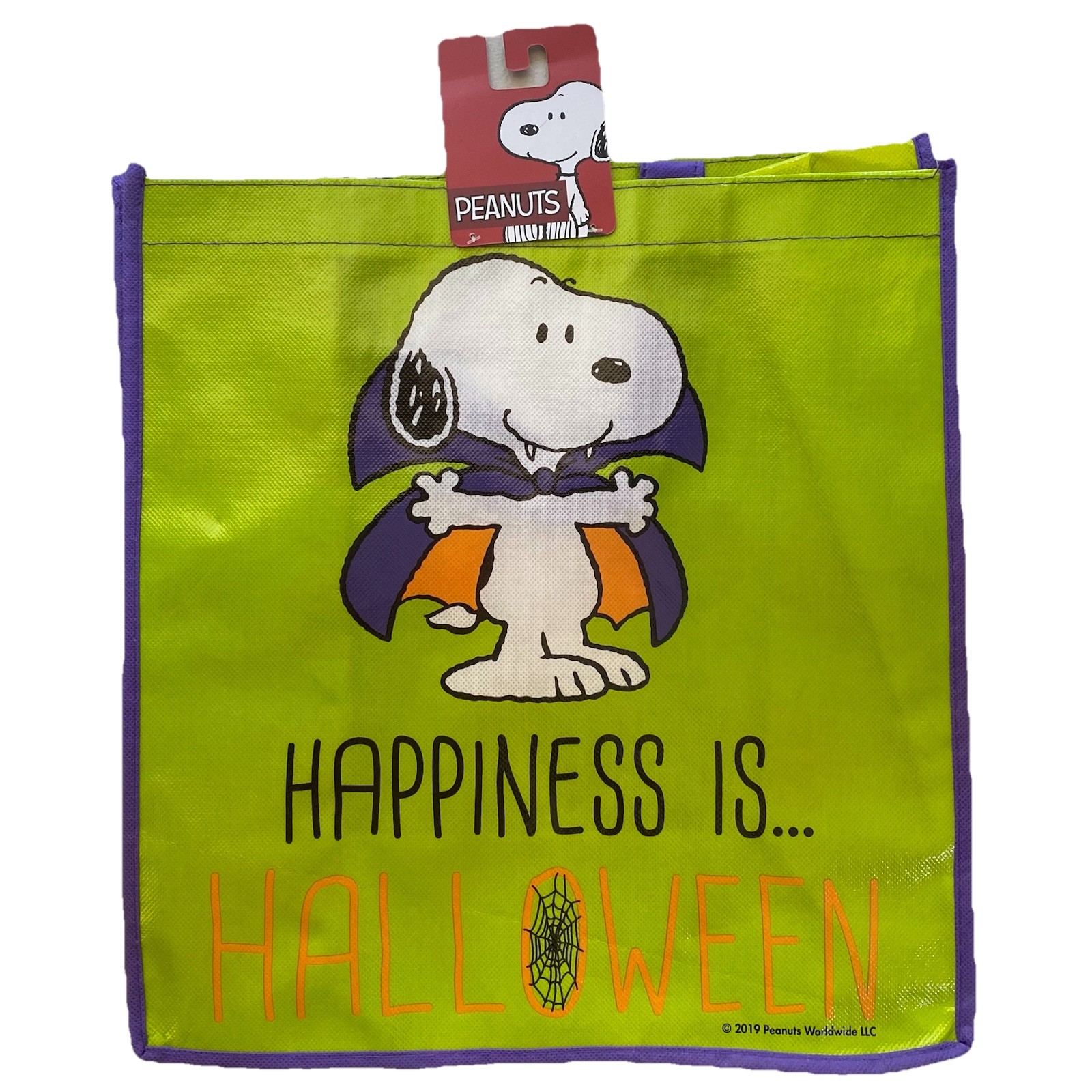 PEANUTS Reusable Grocery Shopping Gift Bag 13x12x6 HAPPINESS IS HALLOWEEN Snoopy