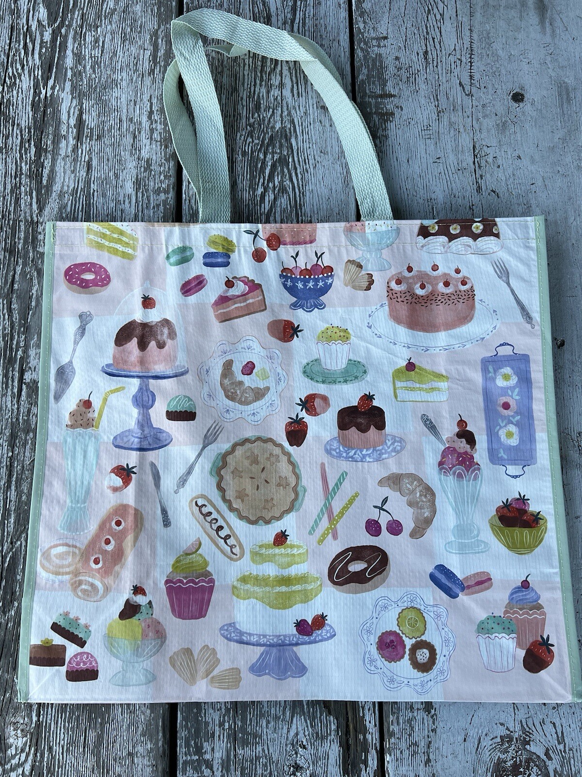 Shopping Bag Reusable Pastries Strawberries Cupcakes Pies Macaroons TJX