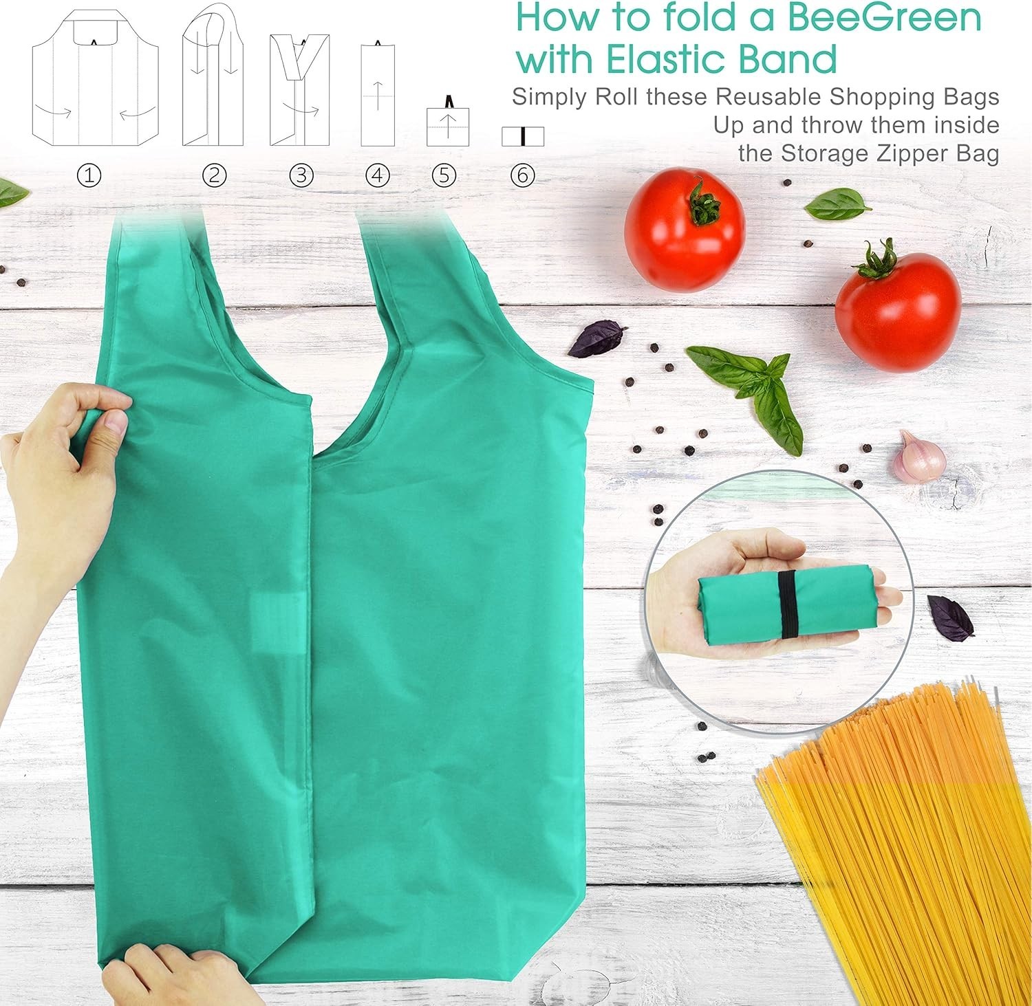 Foldable Shopping Bags with Zipper Pocket, 50LBS Capacity, Perfect for Festivals