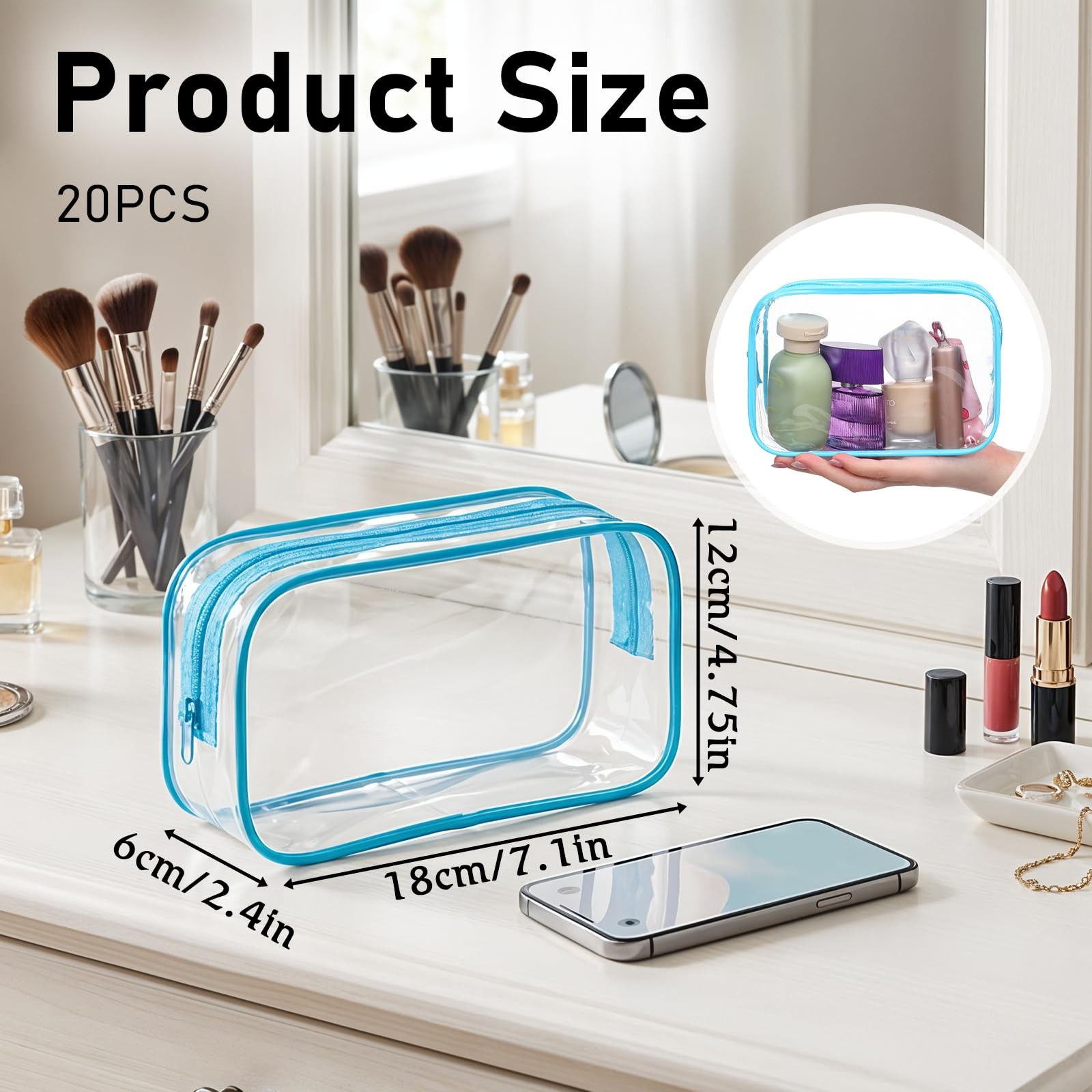 AOZUO 20 Packs Clear 18 x 12 x 6 cm (7.1 x 4.75 x 2.4 inches), Multicolor