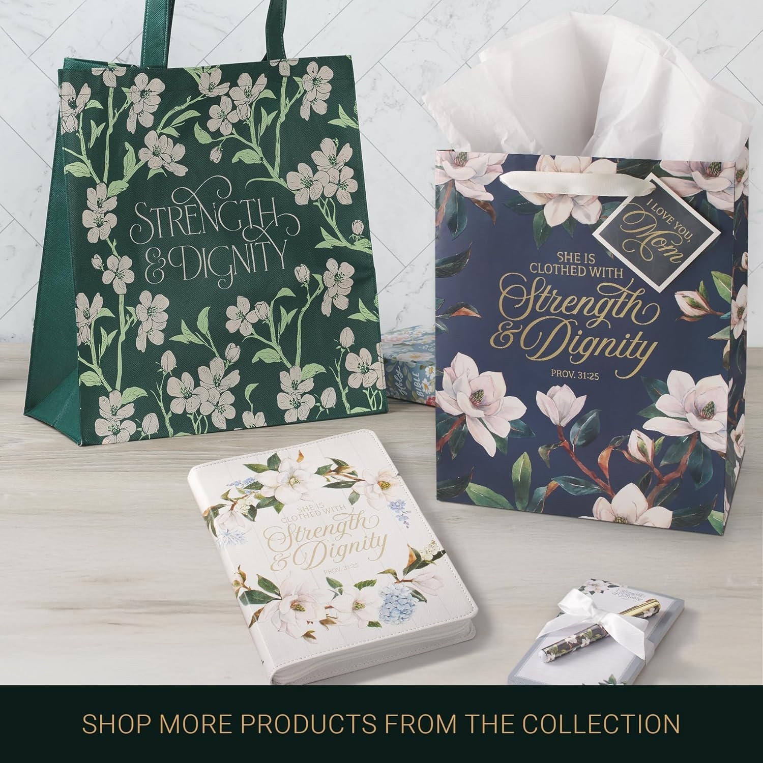 Reusable Inspirational Shopping Tote Bag for Women: Strength & Dignity Encour…