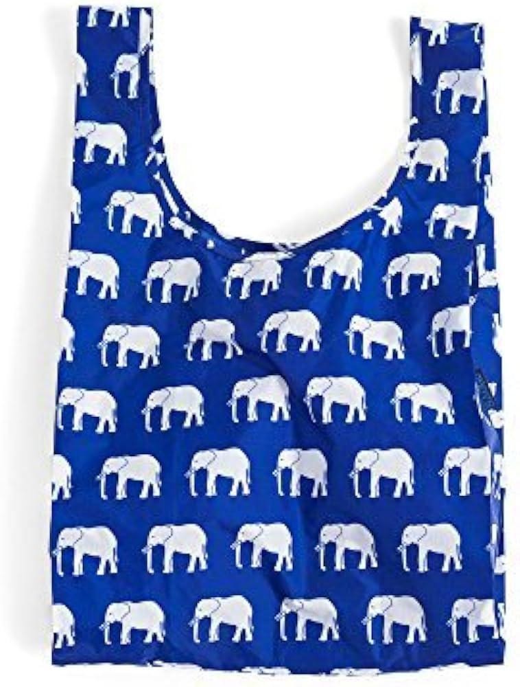 BAGGU Eco Friendly Tote Bag Rare Animal Print Pattern Elephant Blue Standard