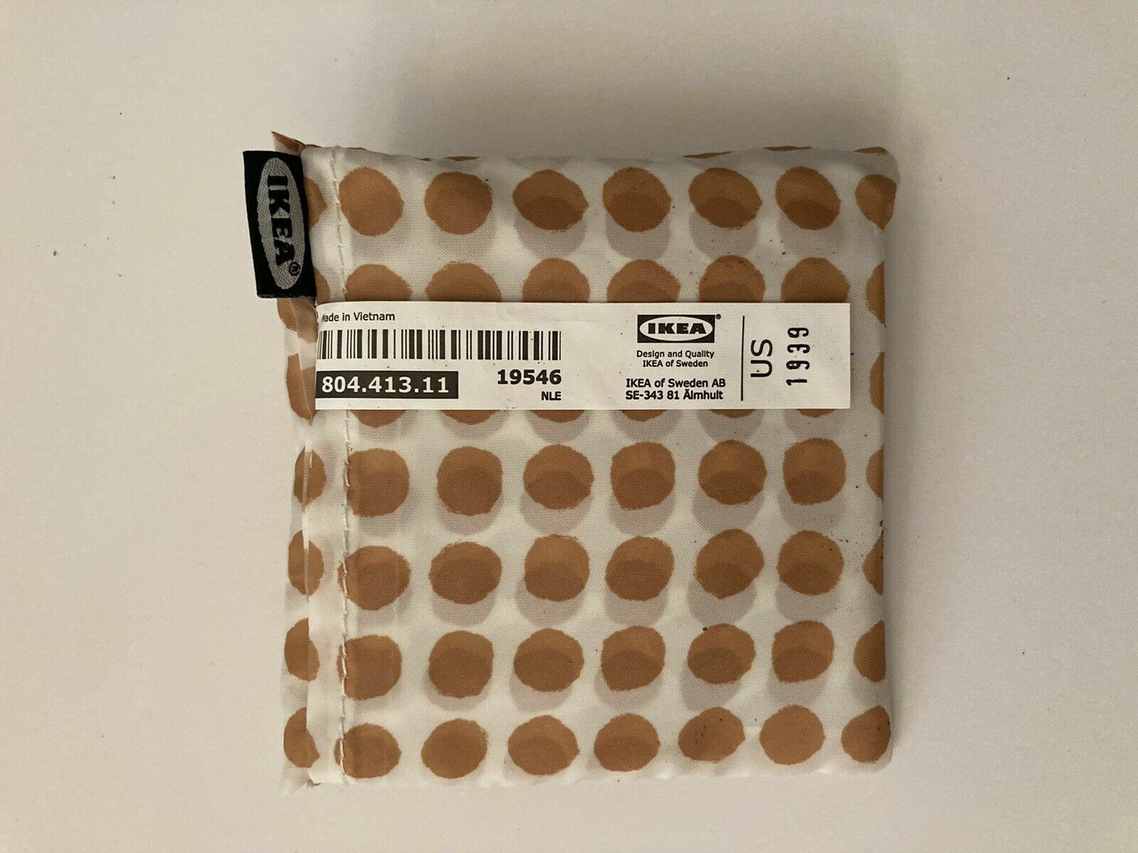 2 IKEA Skynke Reusable Shopping Bag Grocery Recycled Gold Polka Dot Sustainable