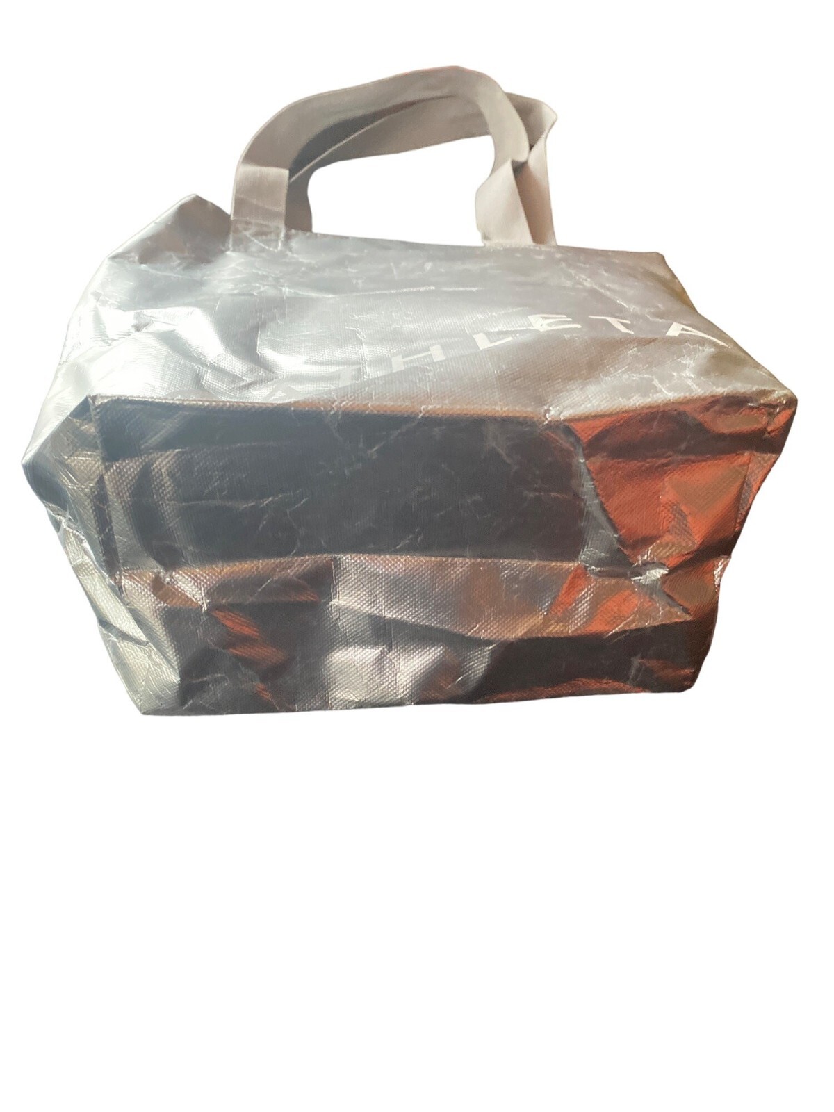 Athleta Reusable Shopping Bag Silver 100% B Corp Recycled Tote 14″ x 9″ x 5″