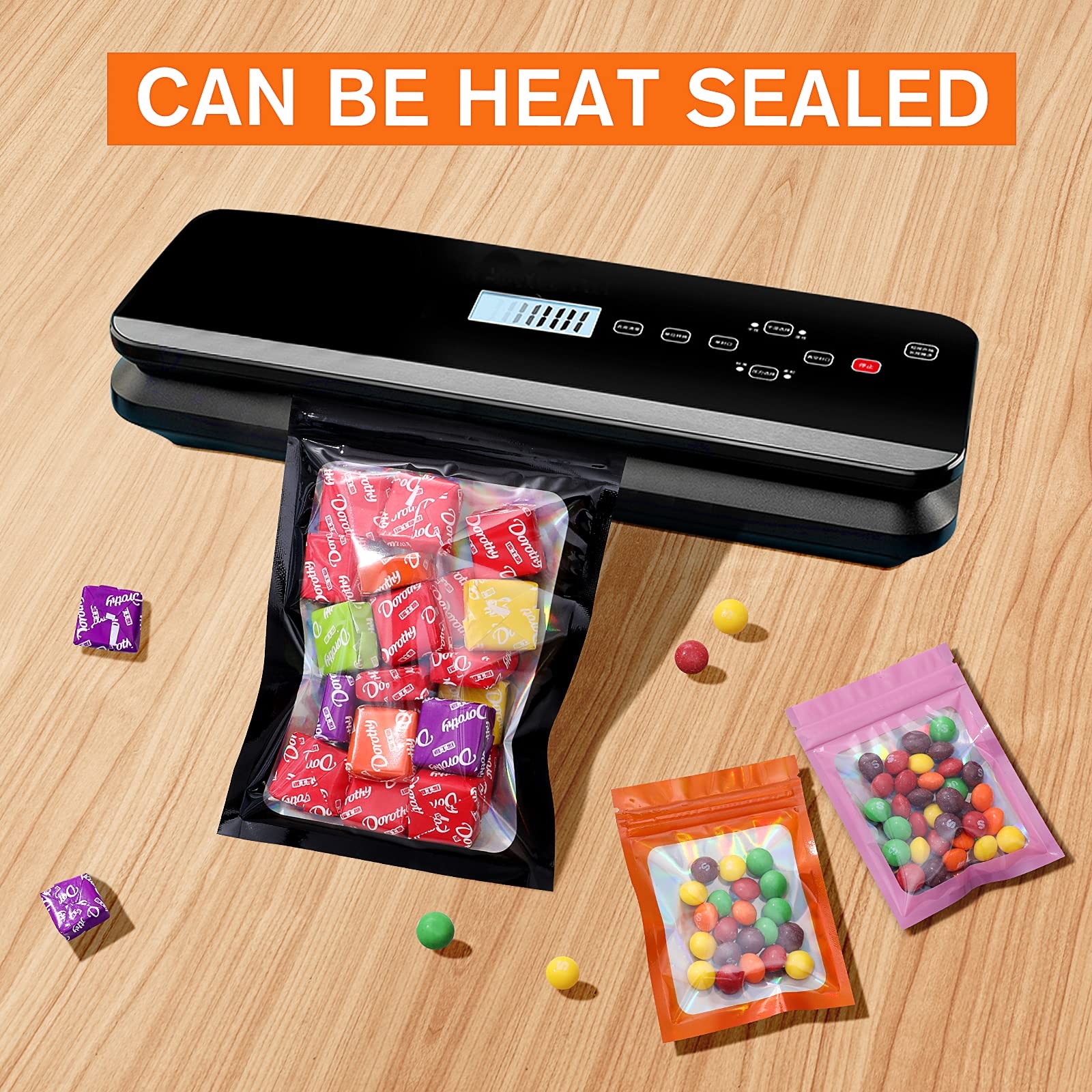 100 Pieces Resealable Mylar Bags, Small Holographic 2.4×4 Inch, Black