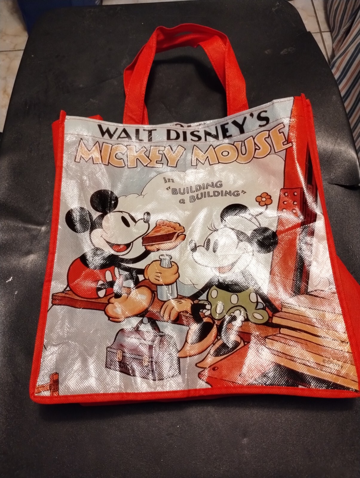 Walt Disney’s Mickey Mouse “Building a Building” Reusable Tote Bags, 13x13x6-in.