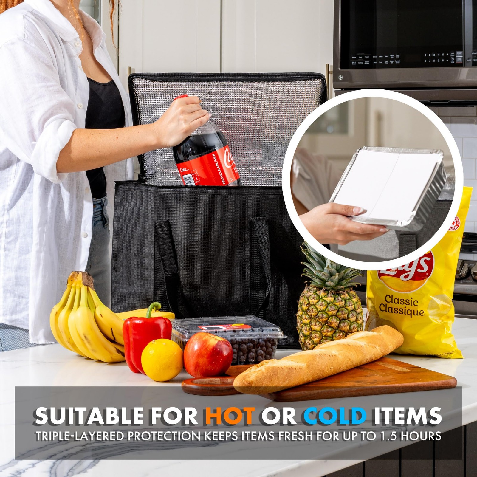 (Not Made In China) Insulated Reusable Grocery Bags 2-Pack, Catering and Deli…