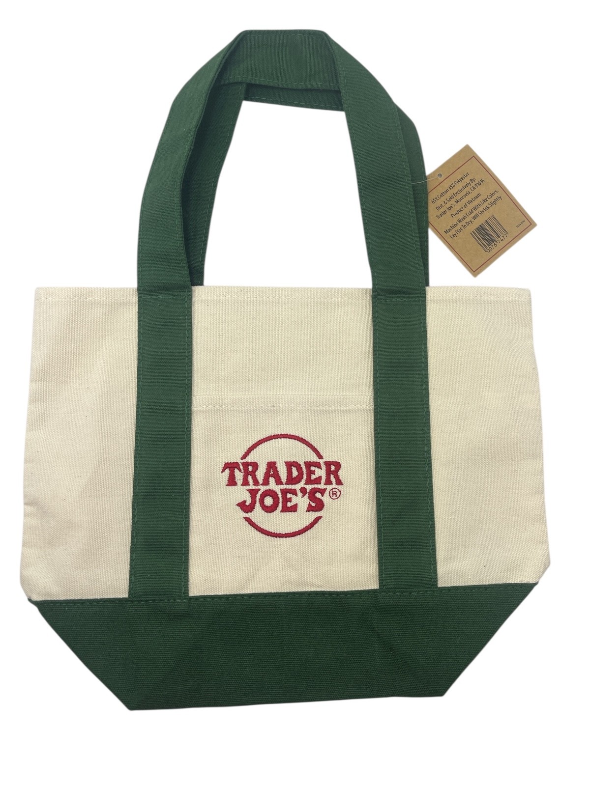 TRADER JOES Mini Canvas Tote Bag COMPLETE SET OF 4 Blue Red Green Yellow NWT