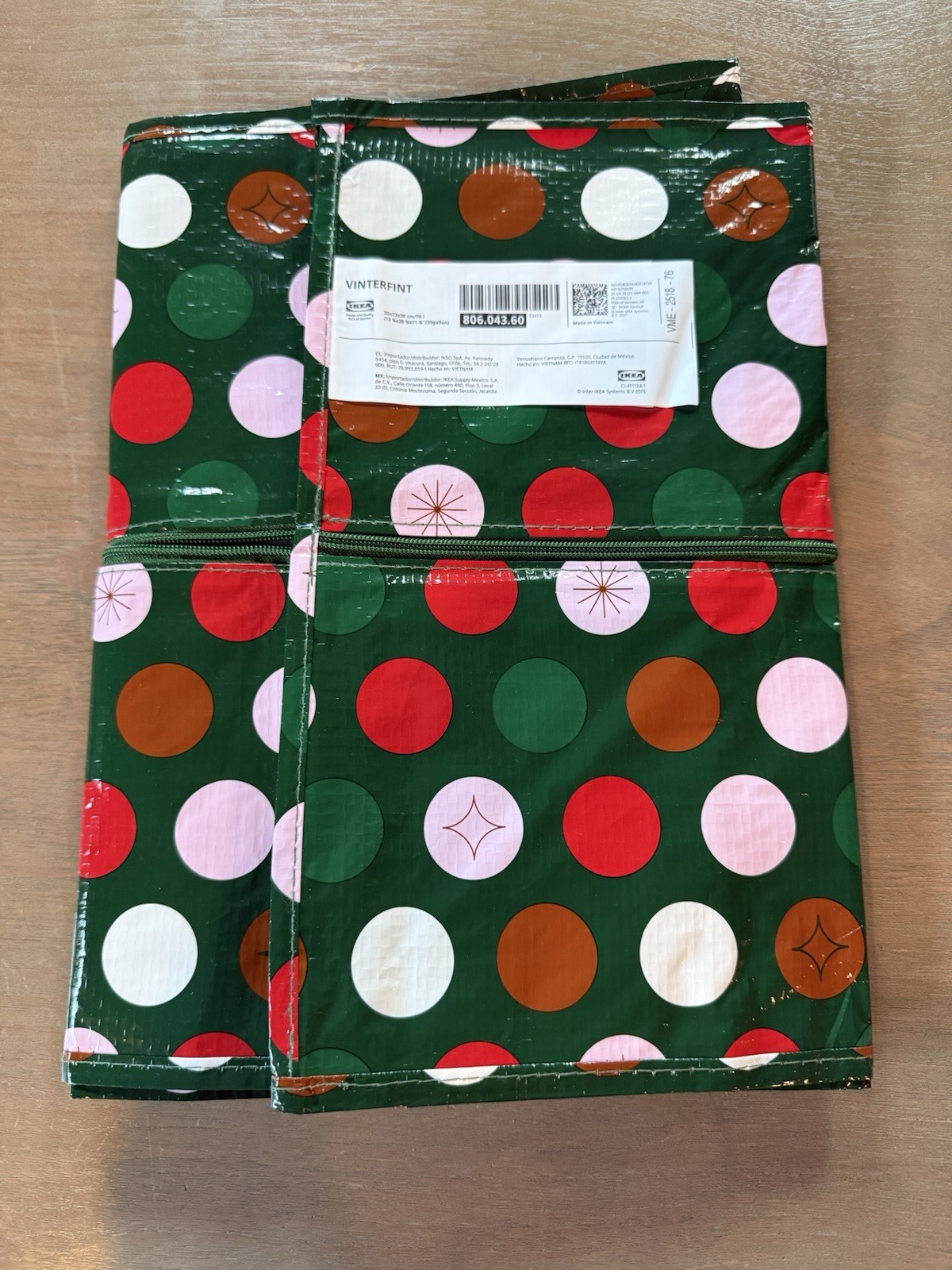 Ikea Bag Tote Large Zipper New 806.043.60 Great Xmas Storage Vinterfint 2025