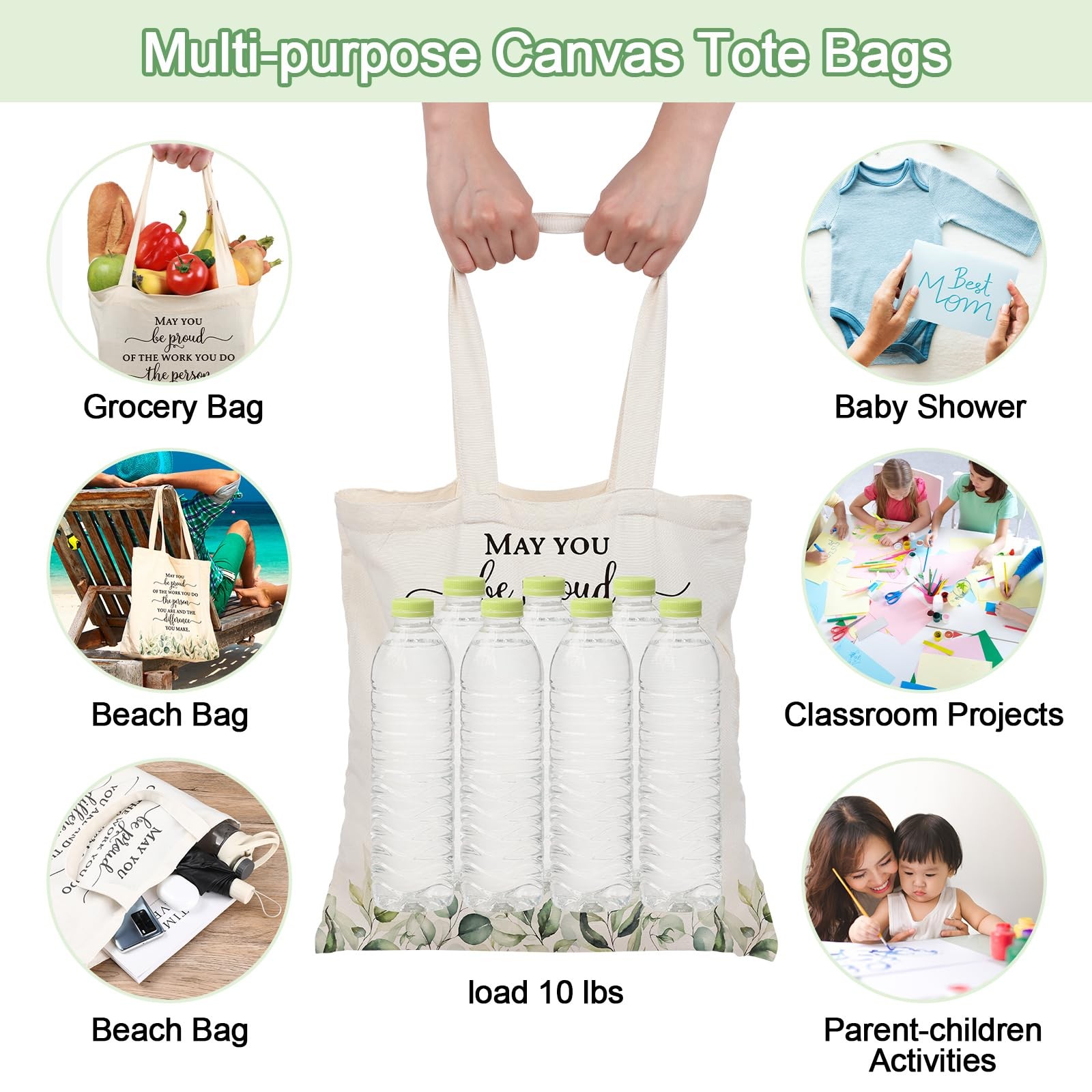 60 Pcs Employee Appreciation Gift Totes Bulk Inspirational Canvas Bags Reusab…