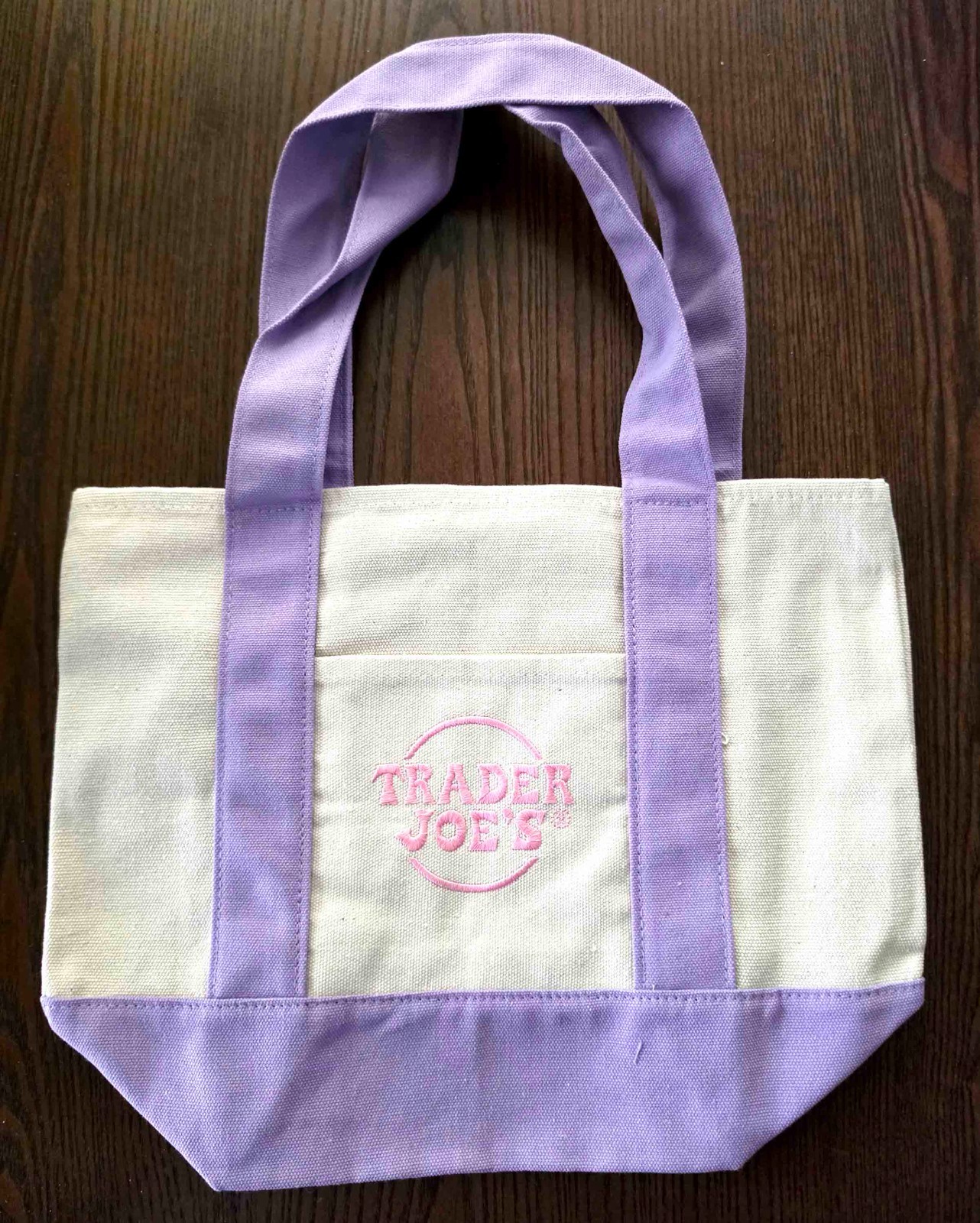 Trader Joe’s 2026 Mini Pastel Canvas Tote Bag Lovely Lavender Limited Ed New Tag