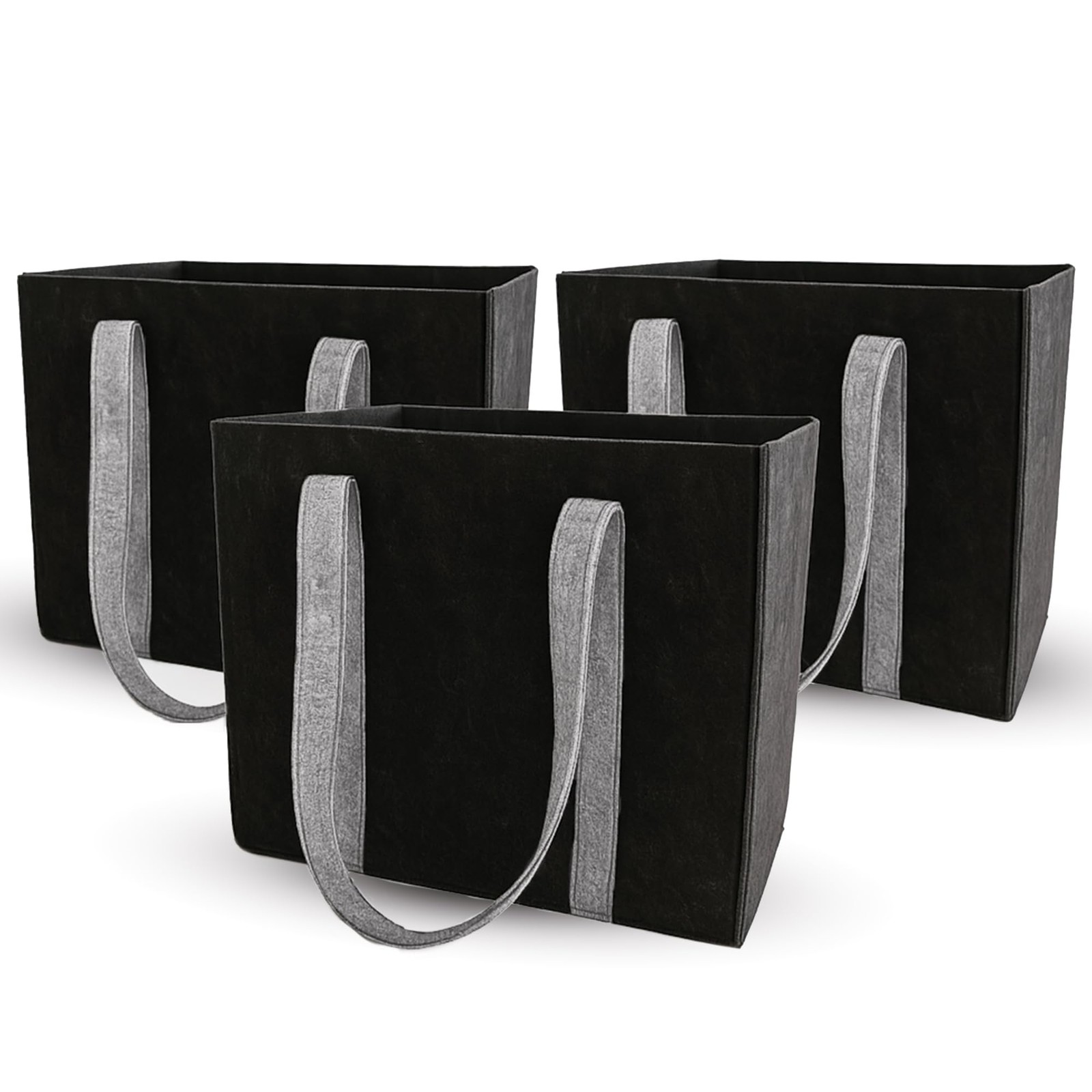 3 PCS EcoFriendly Reusable Grocery Bags HeavyDuty Long Handles Tote Kitchen