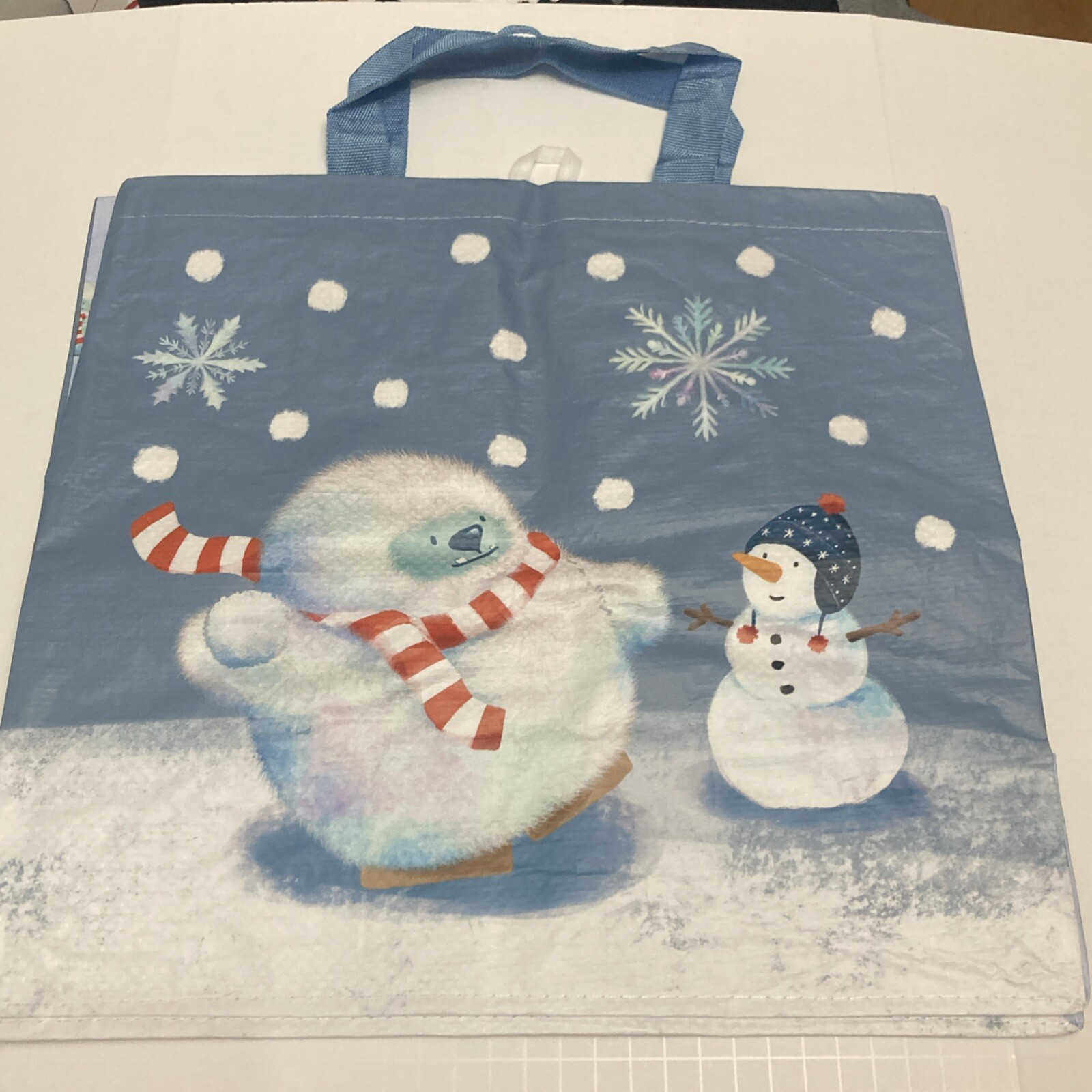 Tesco Christmas Abominable Snowman Tote Bag Yeti Scarf Snow Flake Holiday 2024