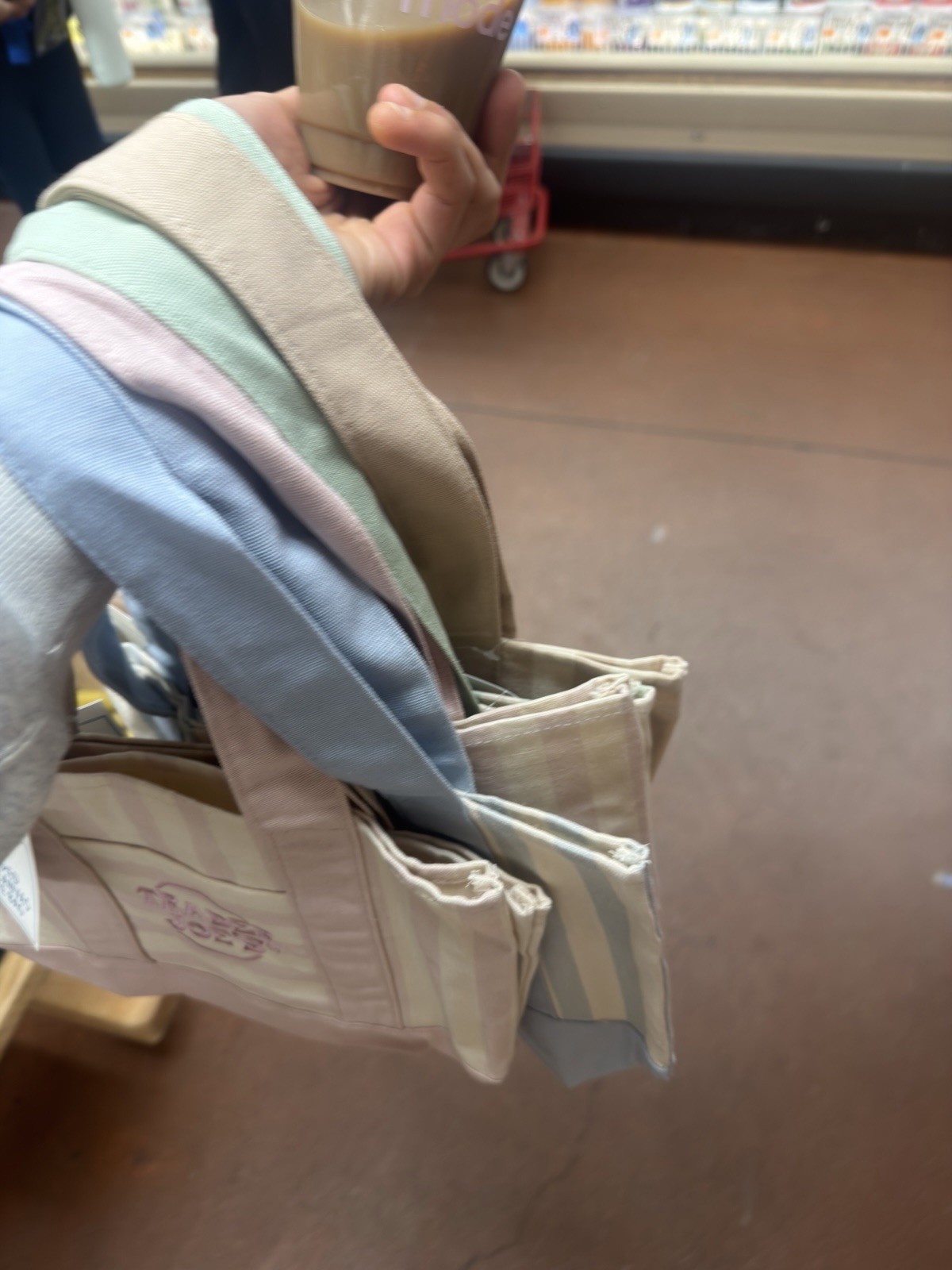 SET OF 4 Trader Joe’s Canvas Striped Mini Tote Bag (FREE DOMESTIC SHIPPING)