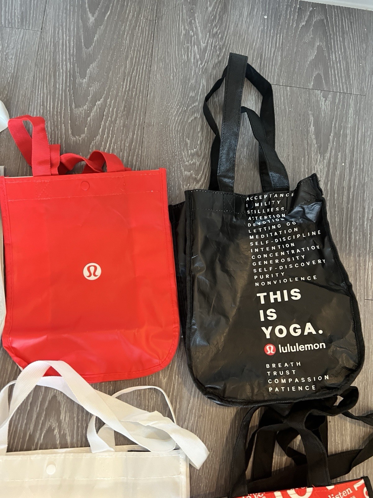 lululemon Reusable Shopping Tote Bag Lot, Multicolor Text, 14x6x16 in