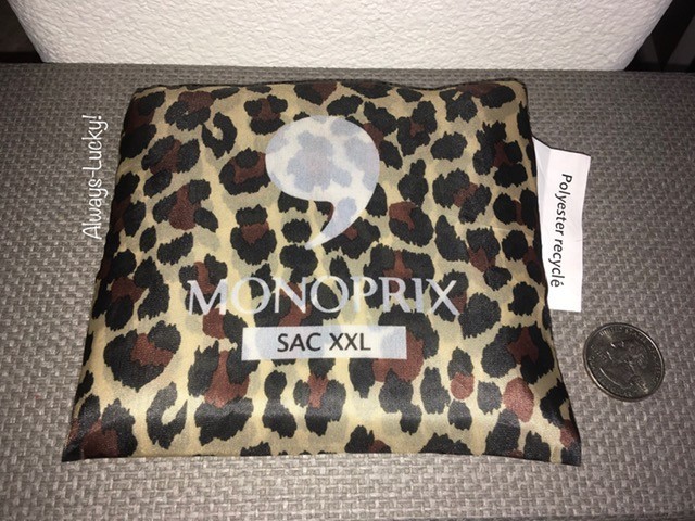 MONOPRIX France Reusable Nylon Shopping Tote Eco Grocery Bag Leopard NEW