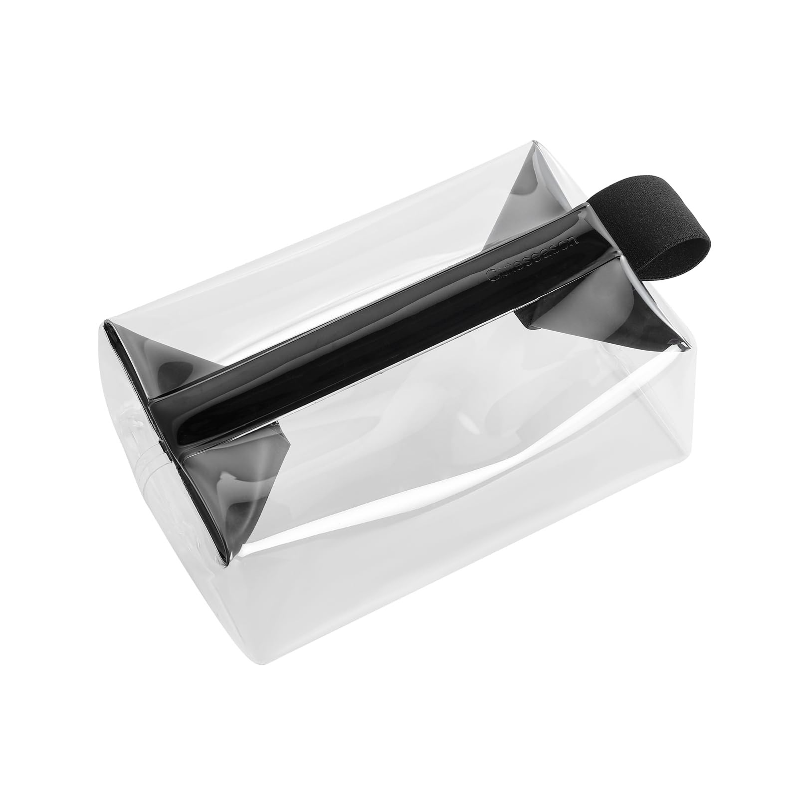 Clear Toiletry Bag with Magnetic Closure, 0.7mm Thick Structured TPU Black