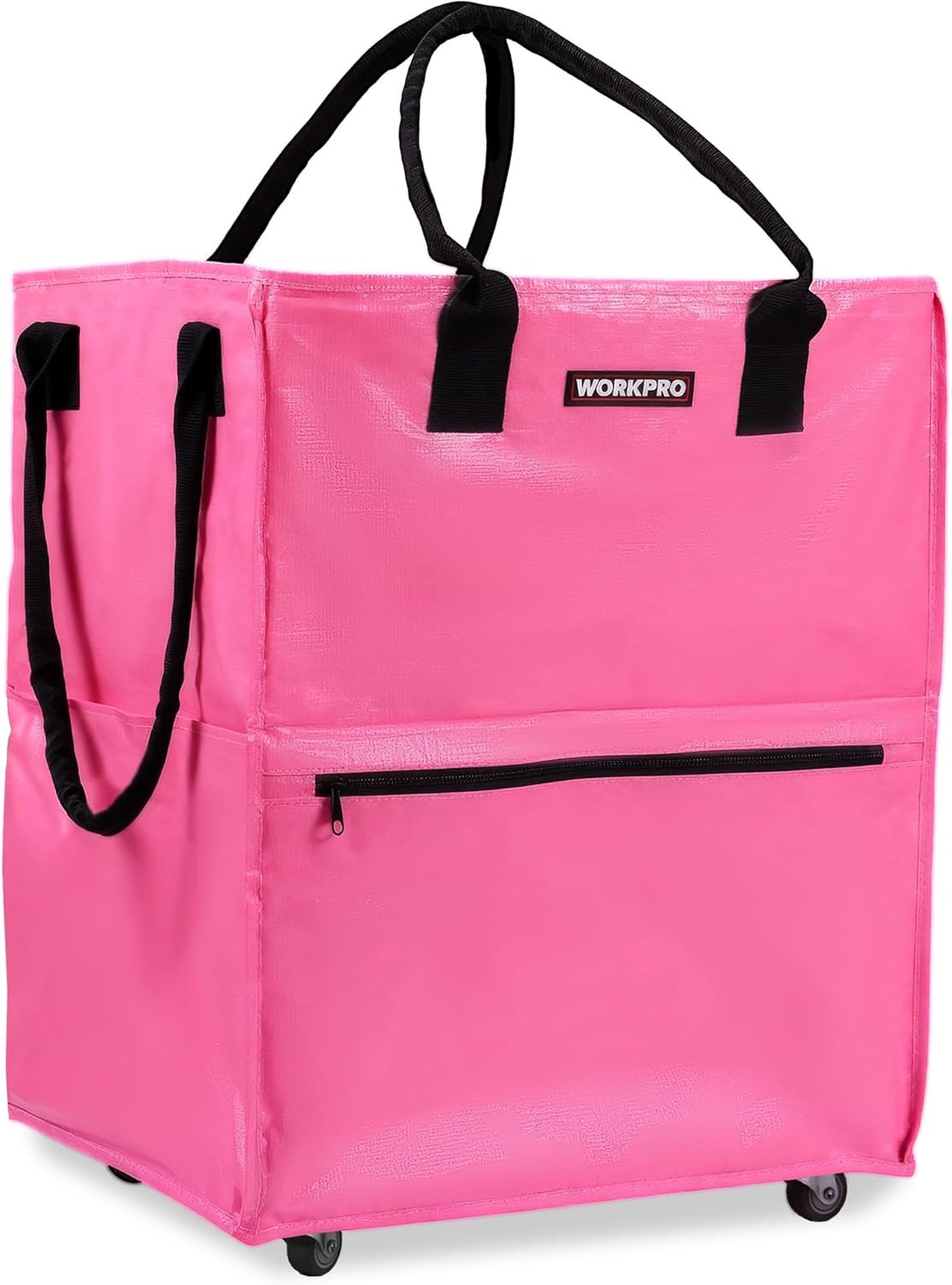 WORKPRO 36-Gallon Rolling Grocery Bag Tote 5 Wheels Dual Carry Large Storage Bag
