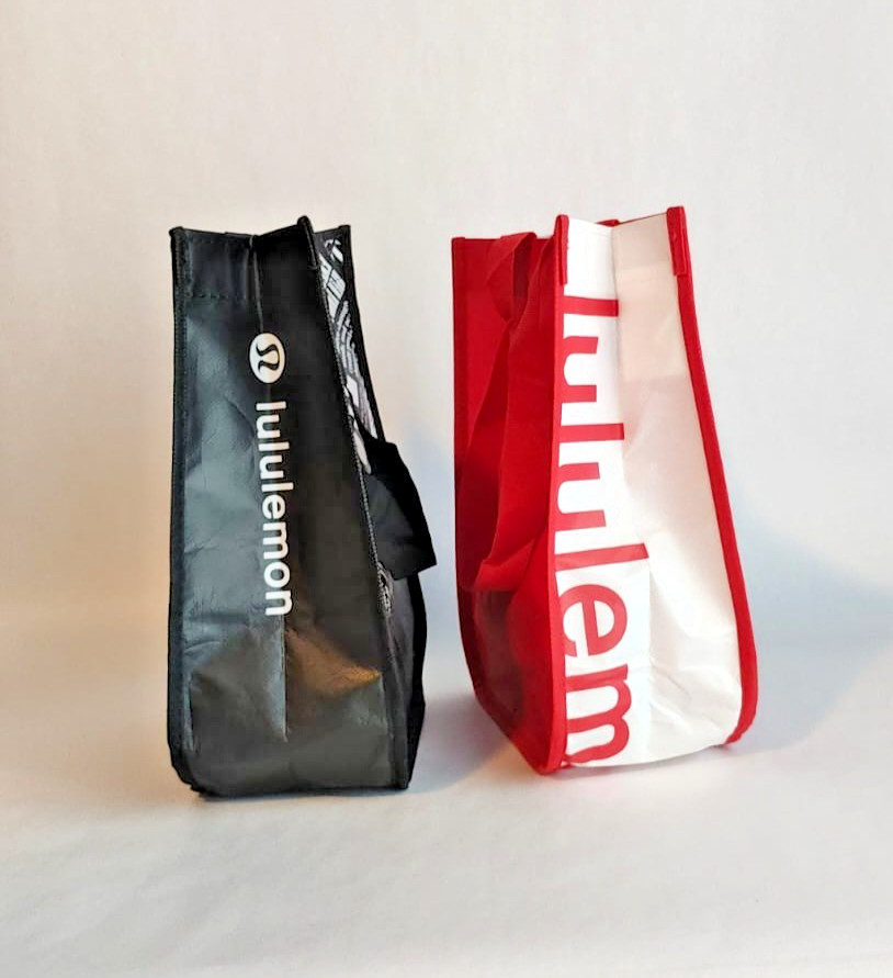 Lululemon Red | Black Reusable Shopping Gift Bag Medium Yoga Tote 9.5″ x 12″