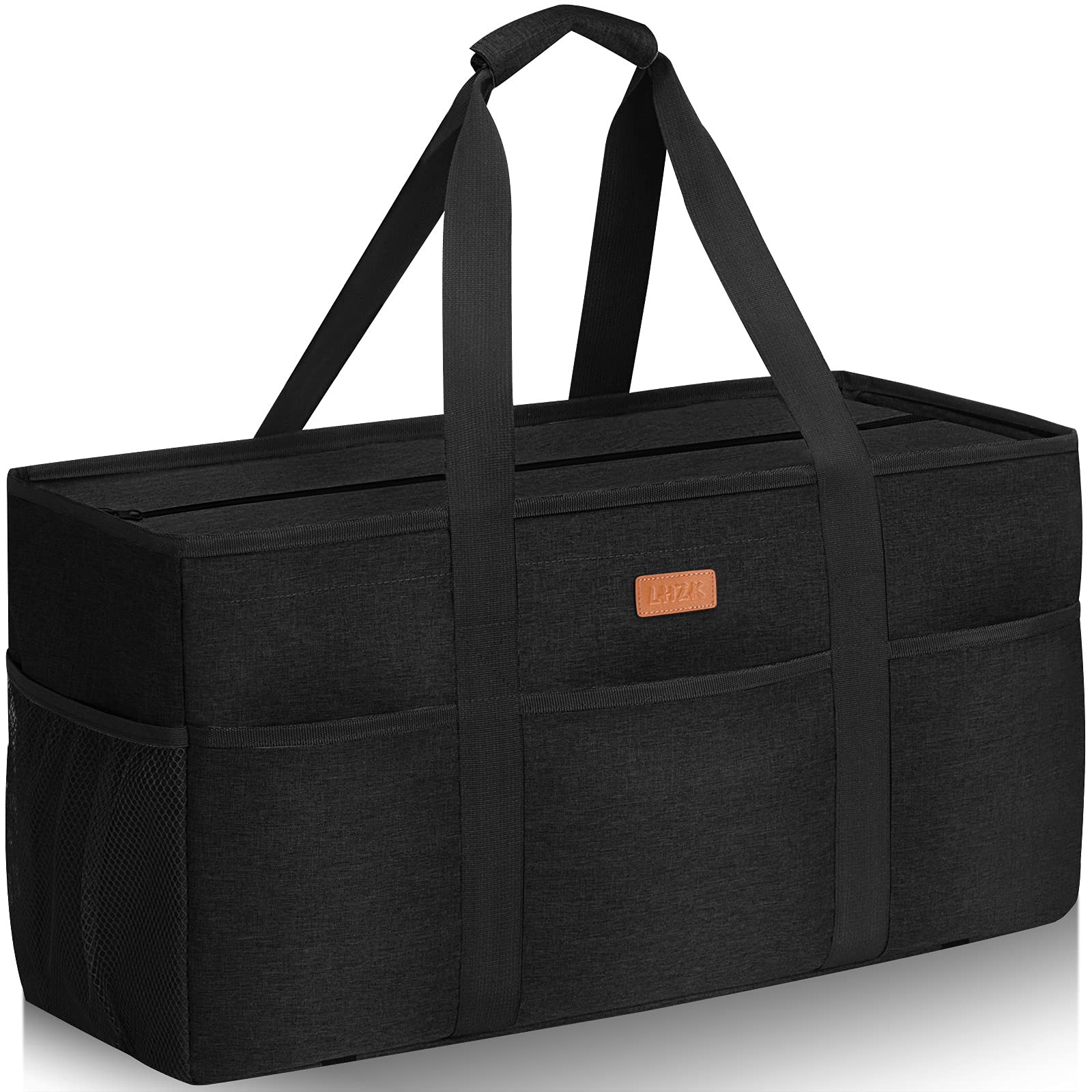 Stand Up Extra Large Utility Tote Bag with Lid, Utility Tote Bag with Metal W…