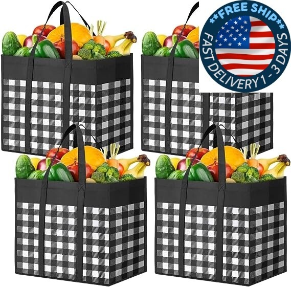 Bolsas de supermercado reutilizables, paquete de 4, bolsas de compras. neuvo.