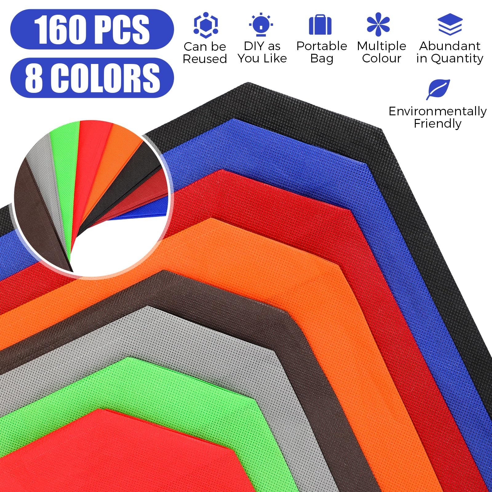 160 Pcs Non Woven Tote Bags Bulk 11.8 x 15 x 4 Inch Large Reusable Grocery Ba…
