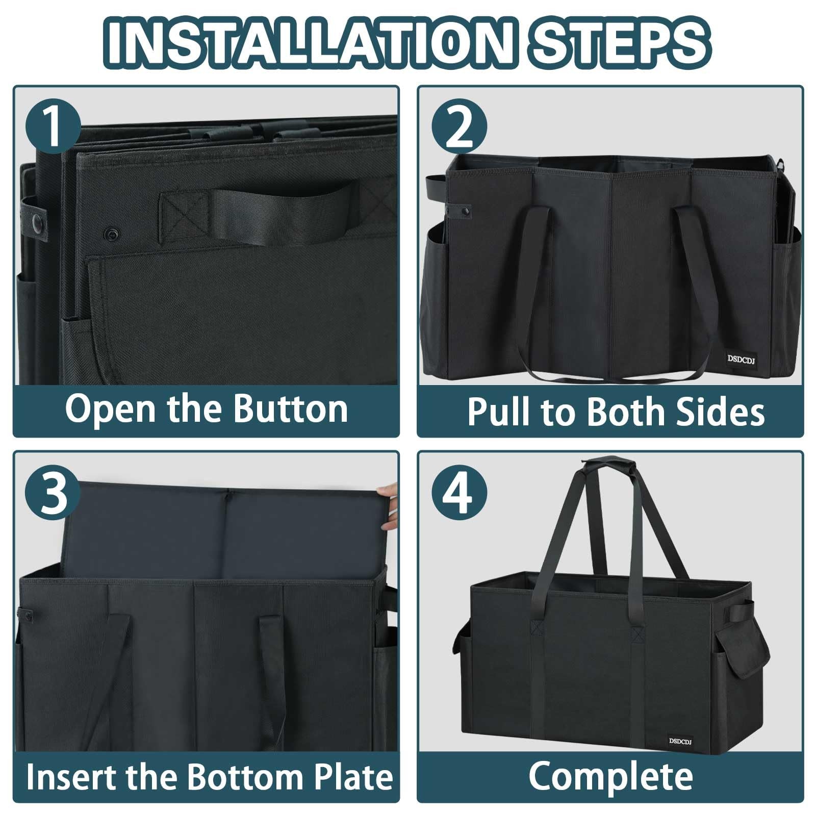 Sturdy Extra Large Utility Tote Bag with Hard Bottom & Sides, Reusable Grocer