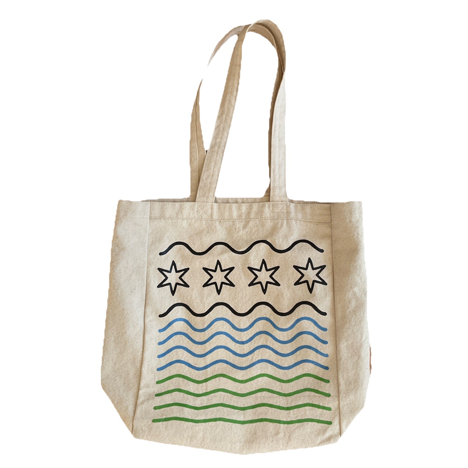 Chicago Canvas Tote Bag Reusable Eco-Friendly Beige Chicago Flag Shopping Bag